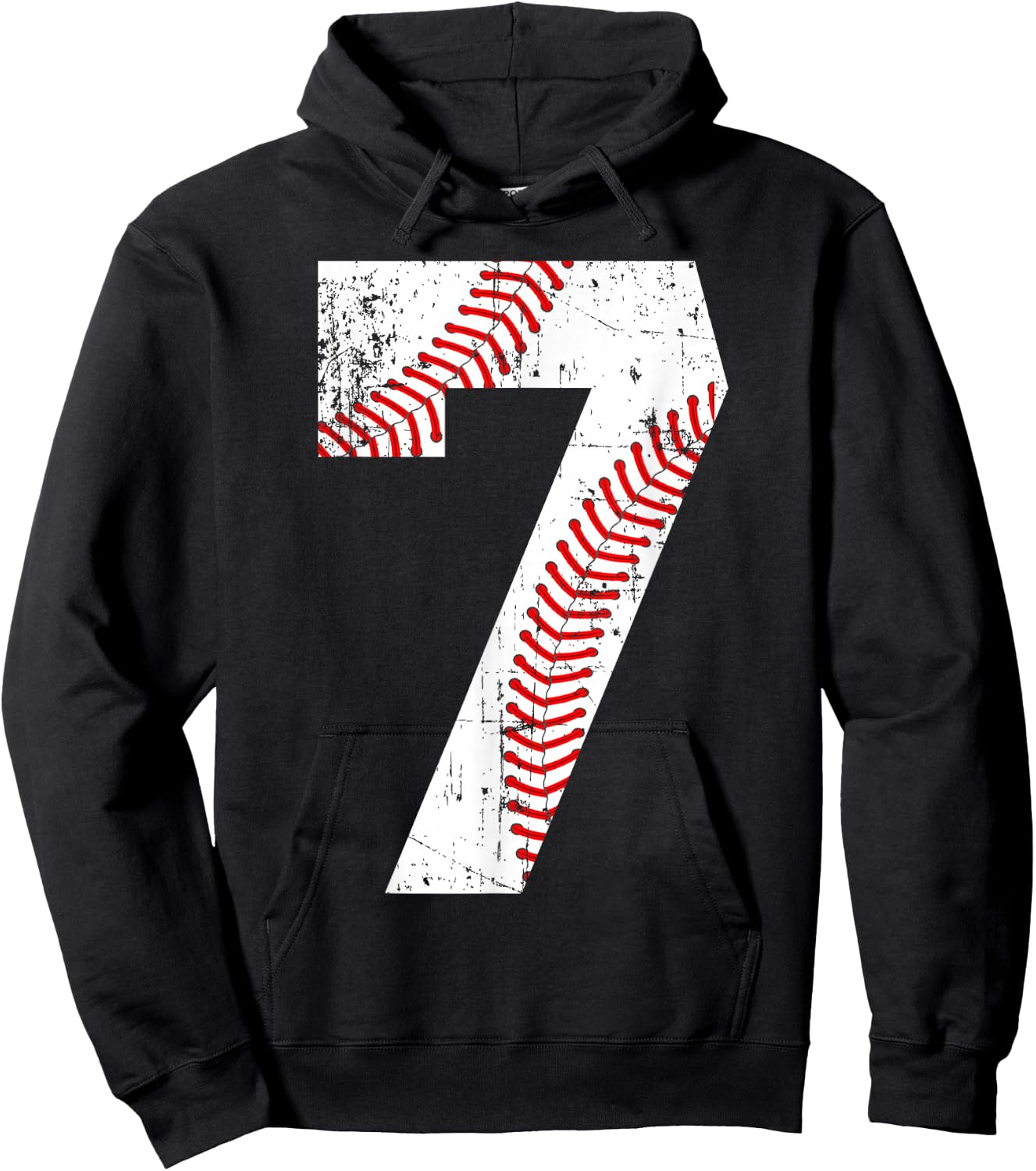 Vintage Baseball 7 Jersey Number Hoodie - Hoodie | Black