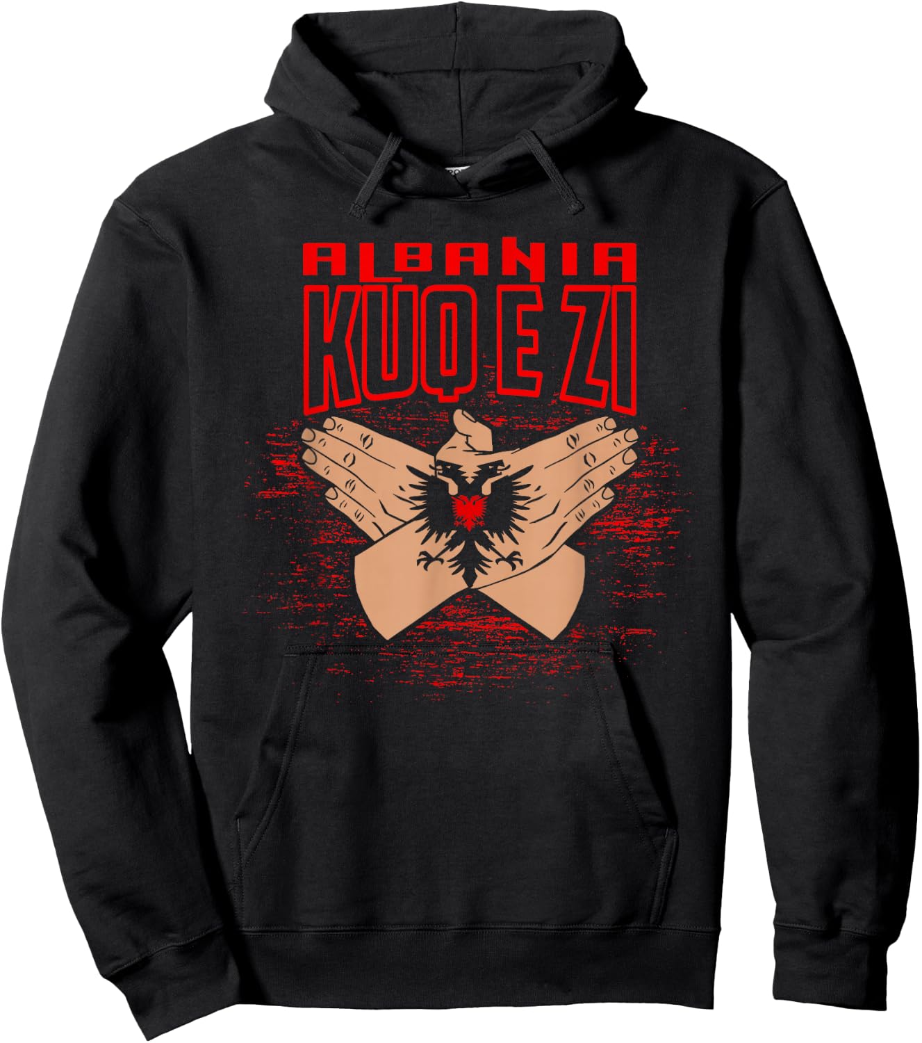 Double Eagle Hand Sign Kuq E Zi Albania Hoodie - Hoodie | Black