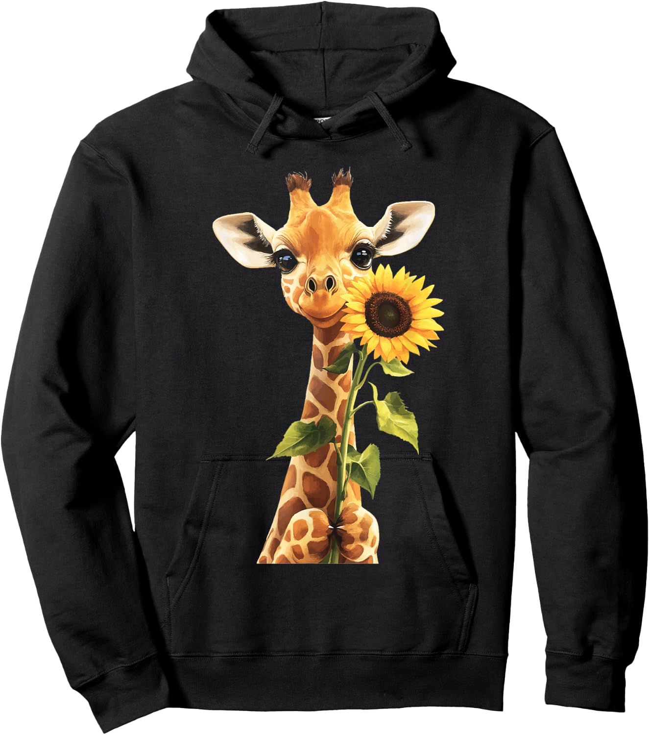 Giraffe Sunflower Hoodie - Hoodie | Black