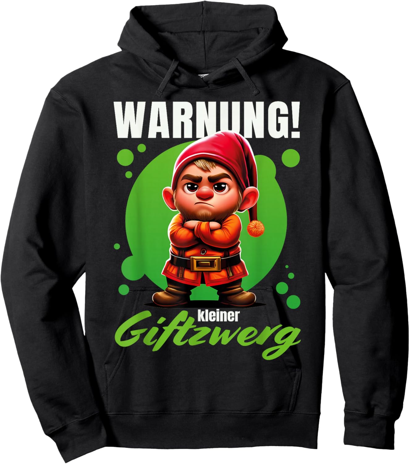Gift Gnome Grummelig Bockig - "Warning! Little Poison Gnome" , black Hoodie - Hoodie | Black