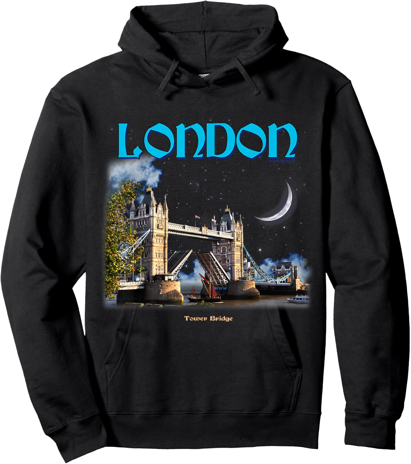 London Calling Tower Bridge Moonlight British City Souvenir Hoodie - Hoodie | Black