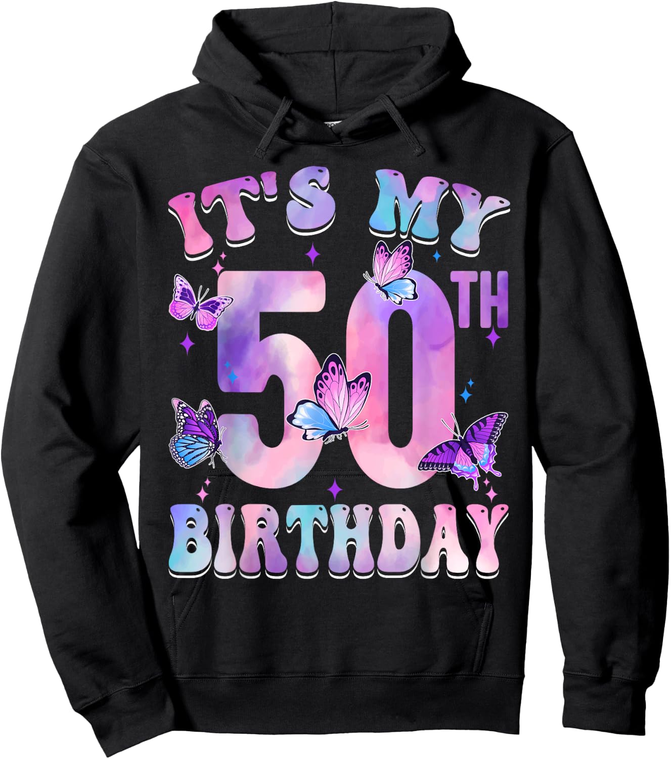 It's My 50th Birthday Butterfly Theme 50 Year Old Party Girl Hoodie - Hoodie | Black