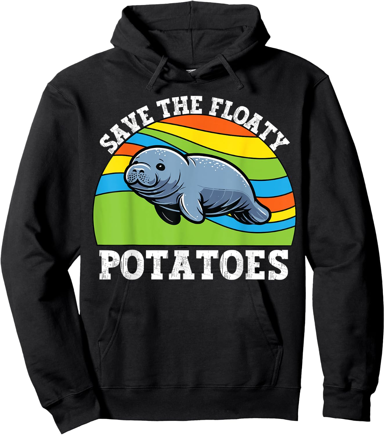 Save the Floaty Potatoes Manatee Hoodie - Hoodie | Black