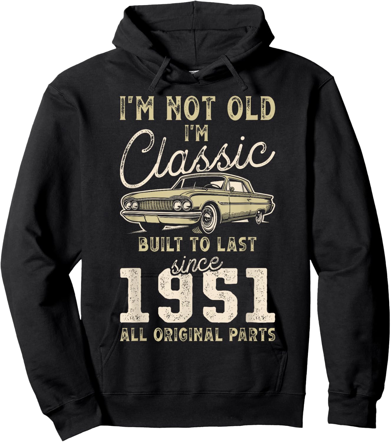 Born In 1951, 74th Birthday, Collectible Car Hoodie - Hoodie | Black
