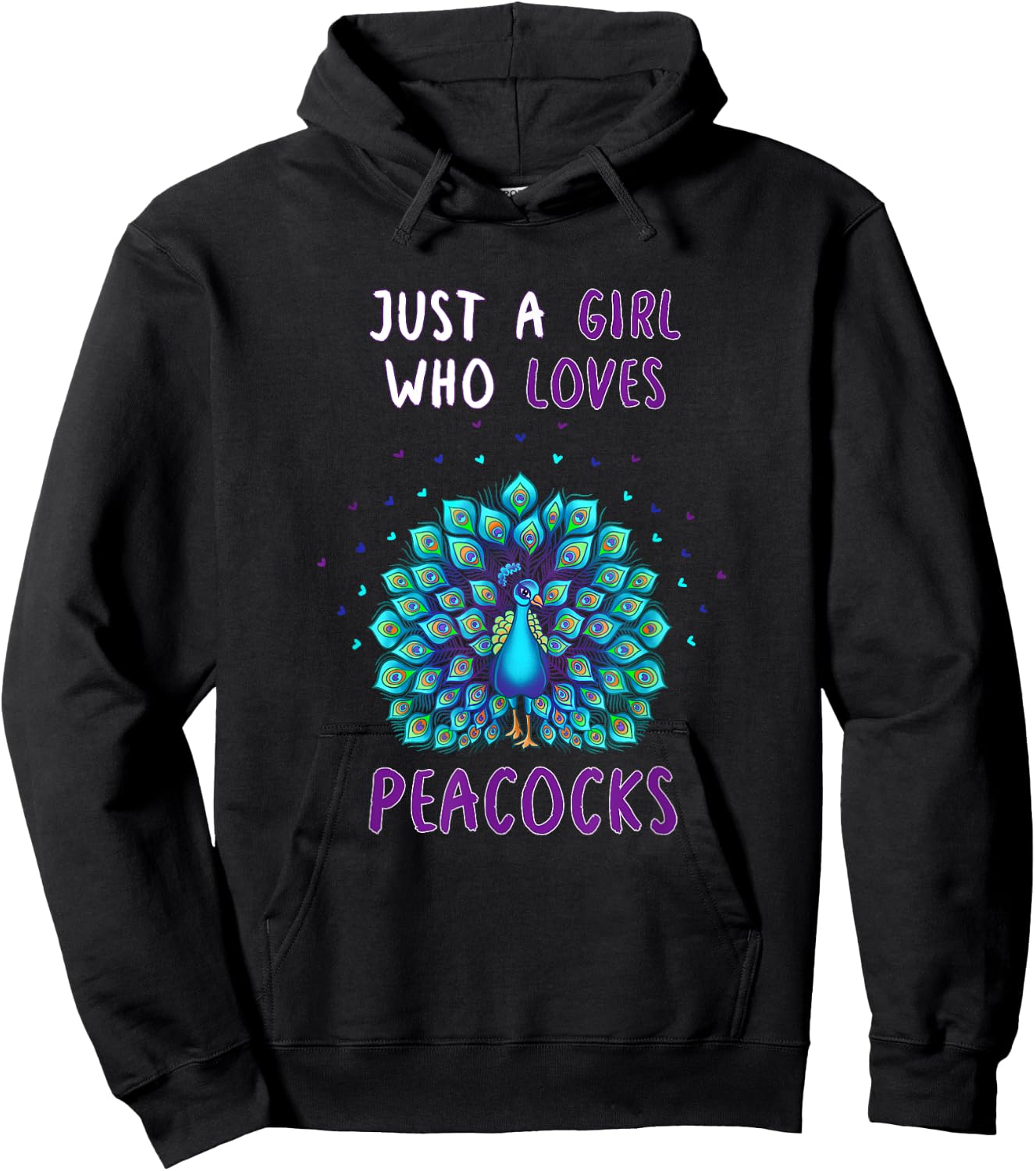 Just A Girl Who Loves Peacocks Funny Peacock Lover Quote Hoodie - Hoodie | Black