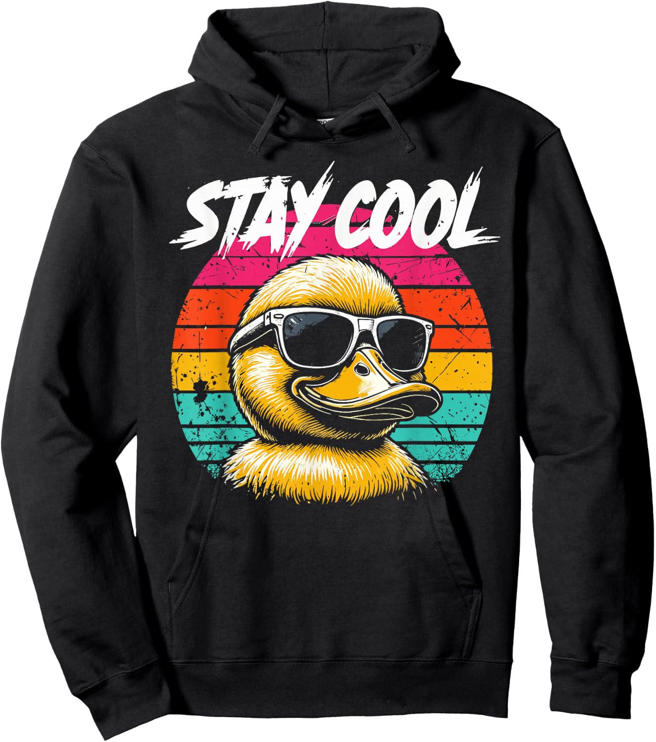 Stay Cool Duck Stuff Ducks Product Vintage Sunset Retro Duck Hoodie - Hoodie | Black