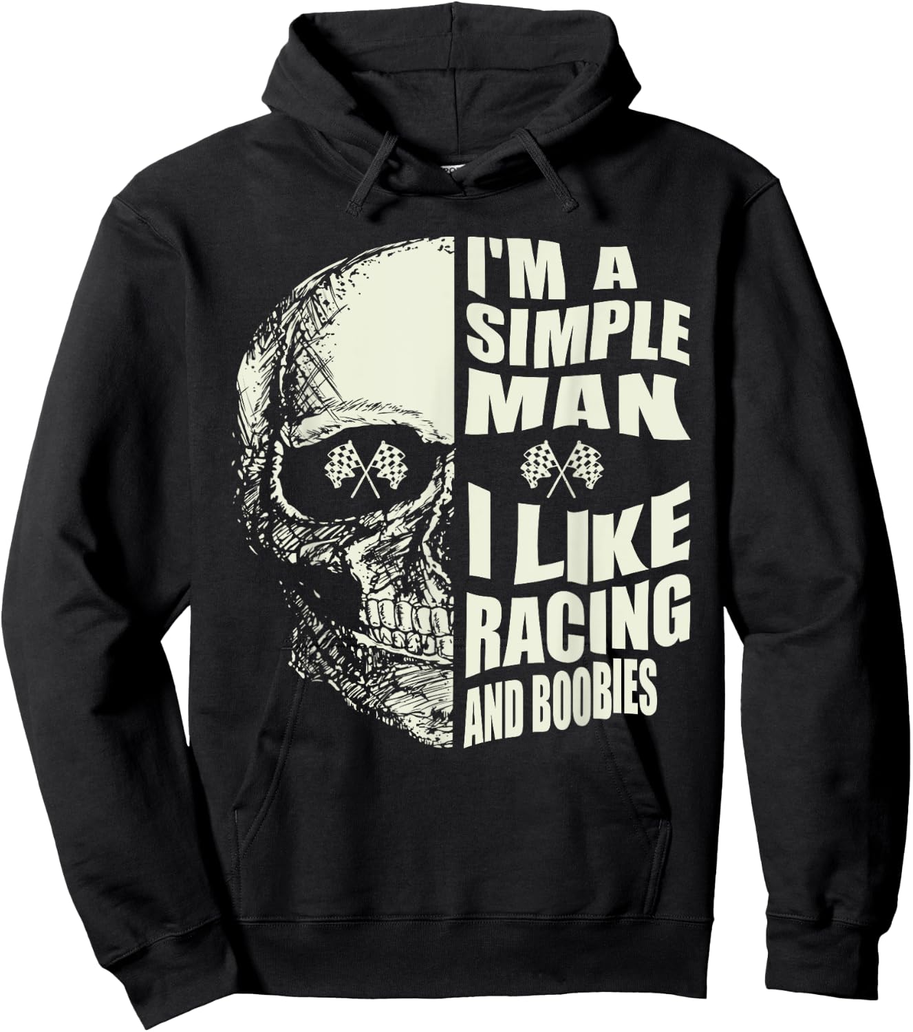 I Am A Simple Man I Like Racing And Boobies Race Car Hoodie - Hoodie | Black