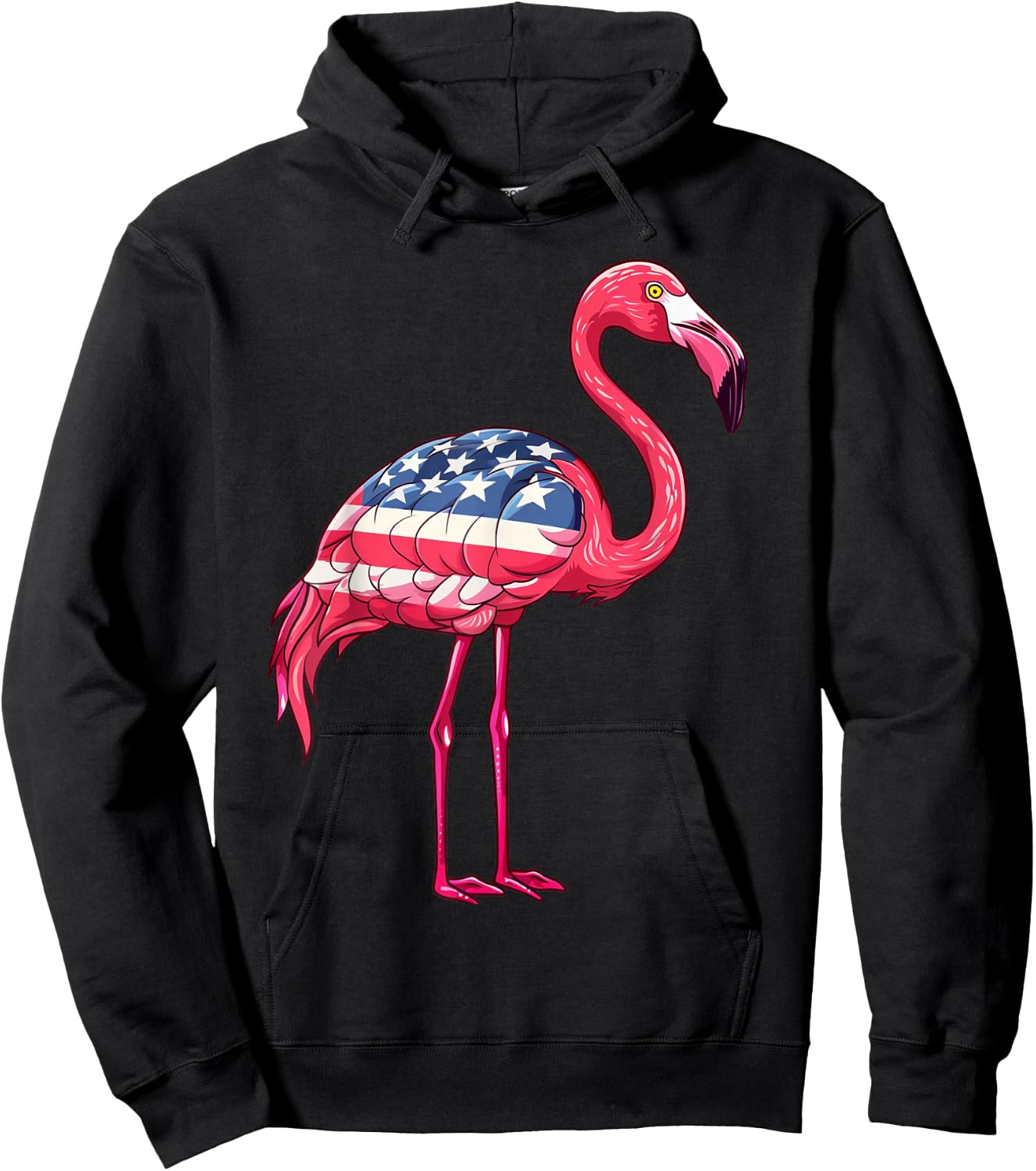Flamingos American Flag 4th of July Flamingos Gifts Women Hoodie - Hoodie | Black