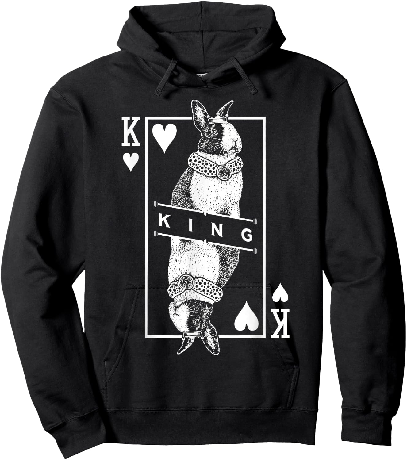 Dutch Bunny Rabbit King Of Hearts Funny Pet Pop Art Hoodie - Hoodie | Black