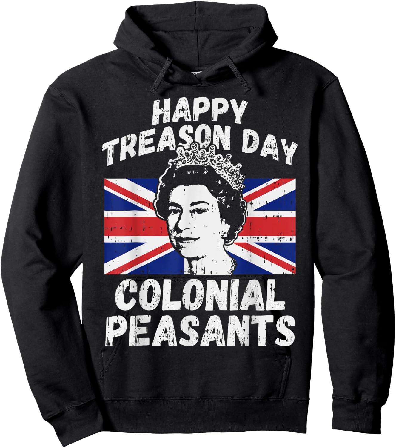 Happy Treason Day Colonial Peasants USA 4th of July UK Queen Kids Men Hoodie - Hoodie | Black