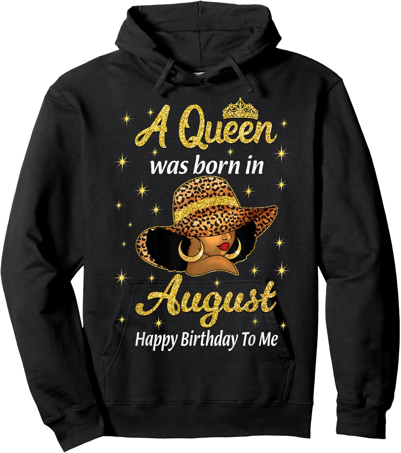 A Queen Was Born In August Leopard Hat Black Women Hoodie - Hoodie | Black