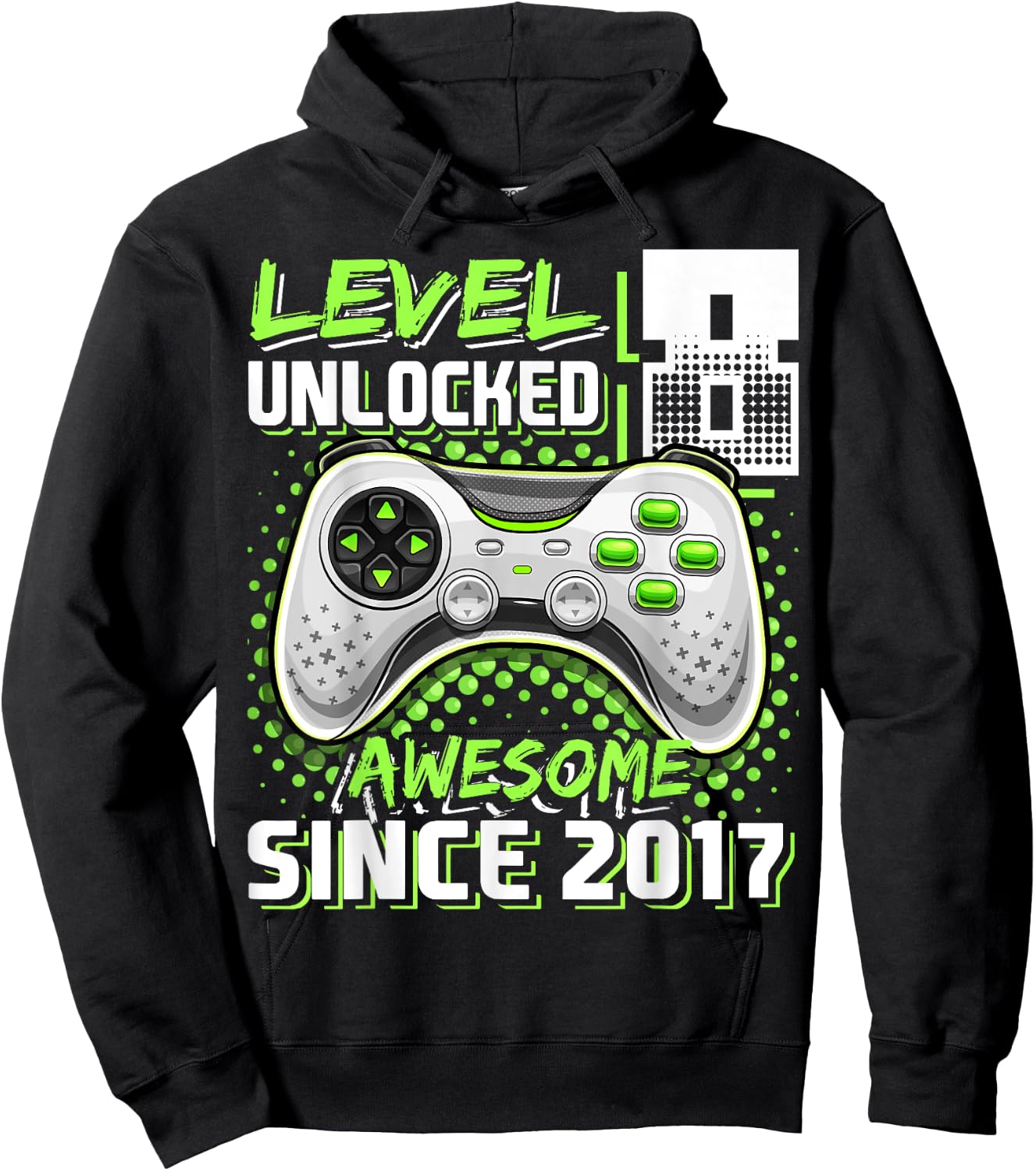 8th Birthday Boy Level 8 Gamer 8 Year Video Game Party Hoodie - Hoodie | Black