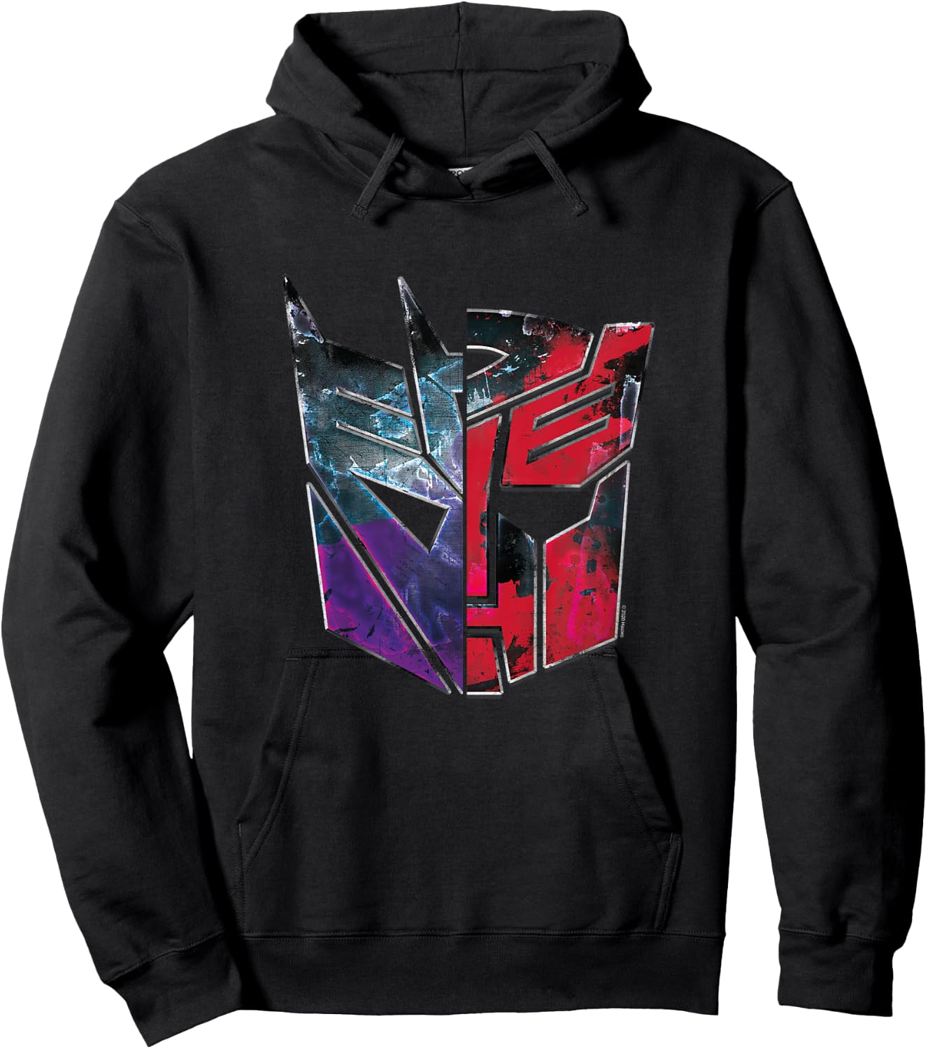 Kinder Transformers Autobot Decepticon Split Face Faded Logo Hoodie - Hoodie | Black