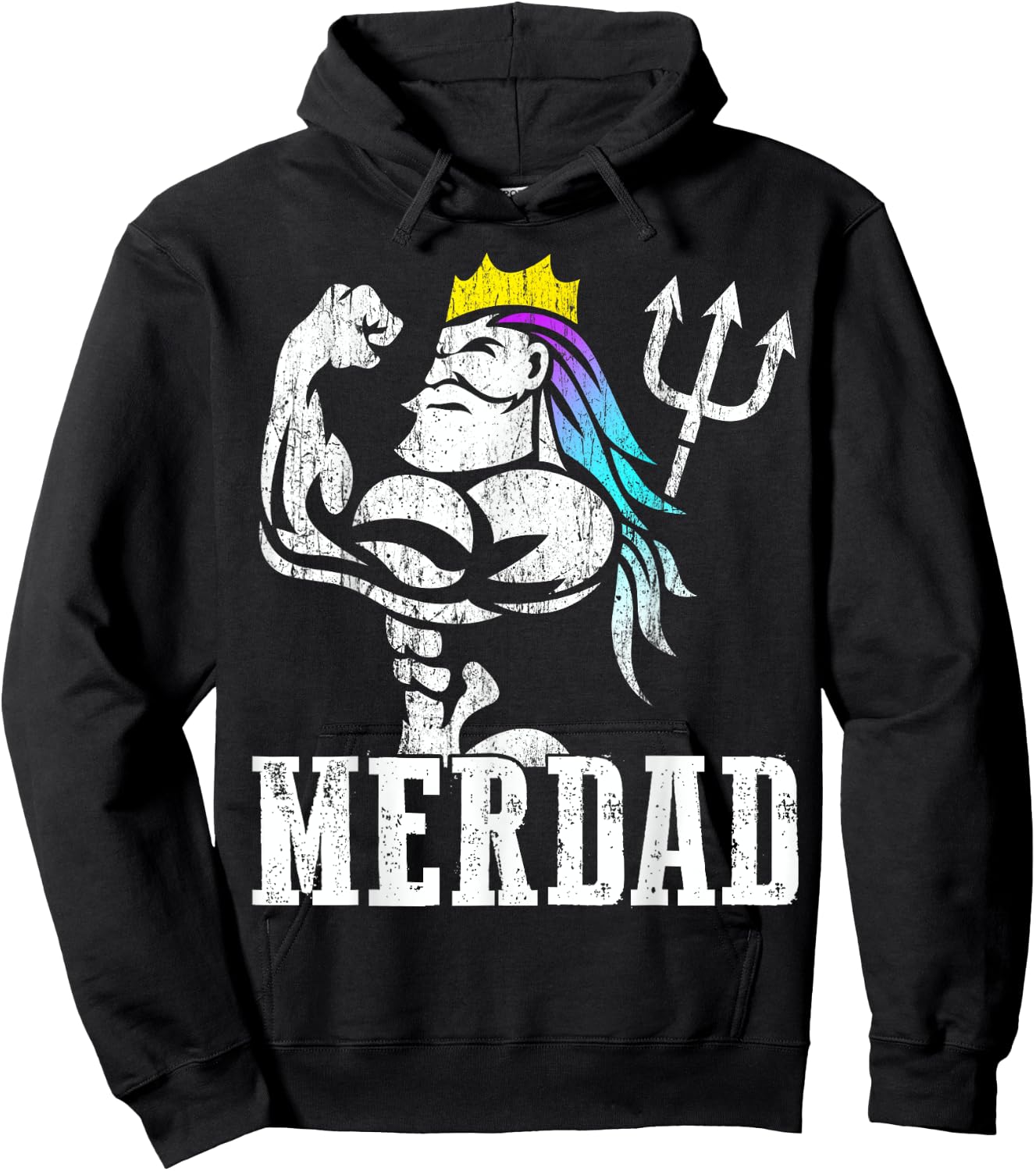 Merdad Papa Mermaid Workout Weightlift New Mer Dad Daughter Hoodie - Hoodie | Black