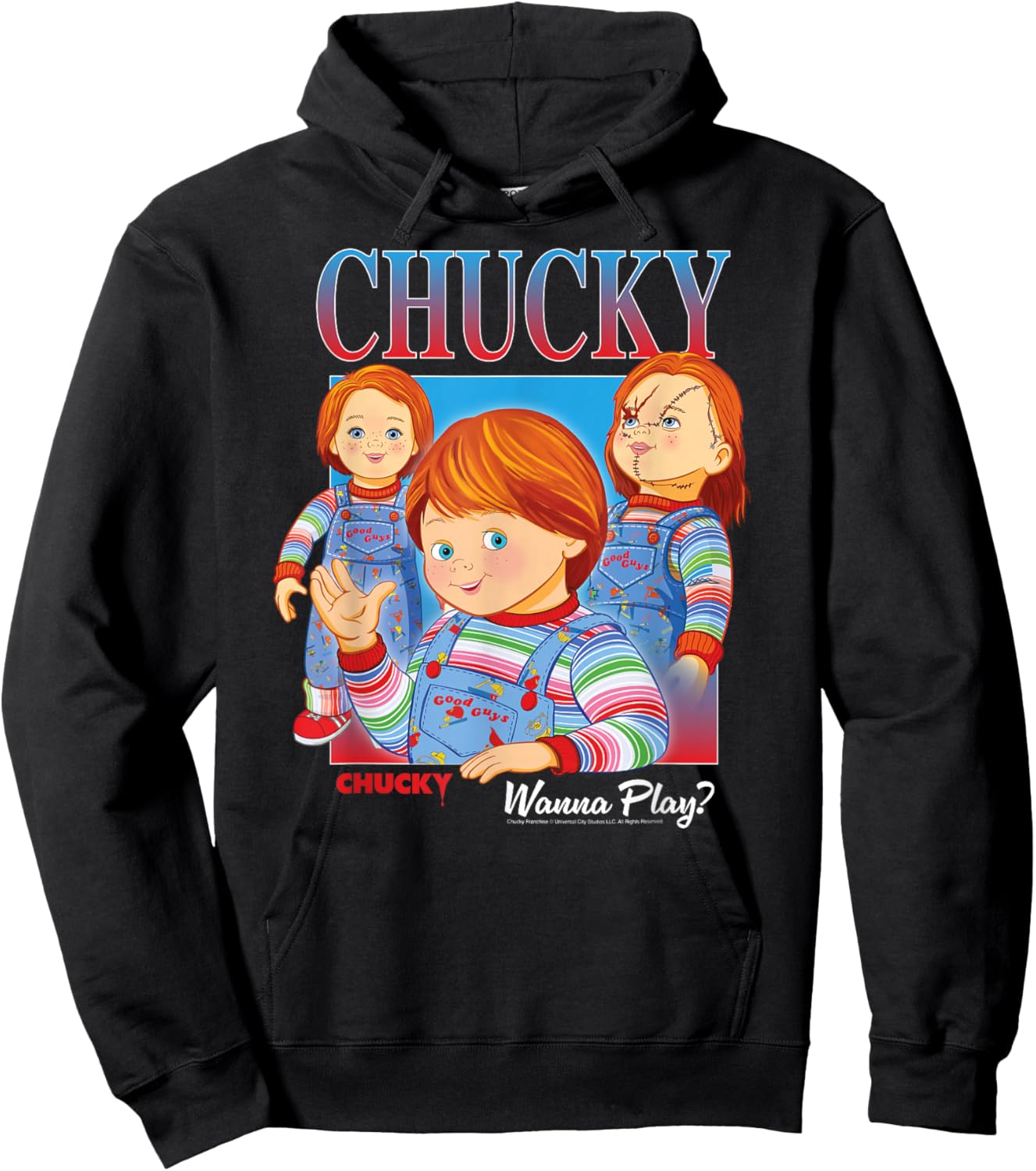 Chucky Wanna Play Vintage , Black, S Hoodie - Hoodie | Black