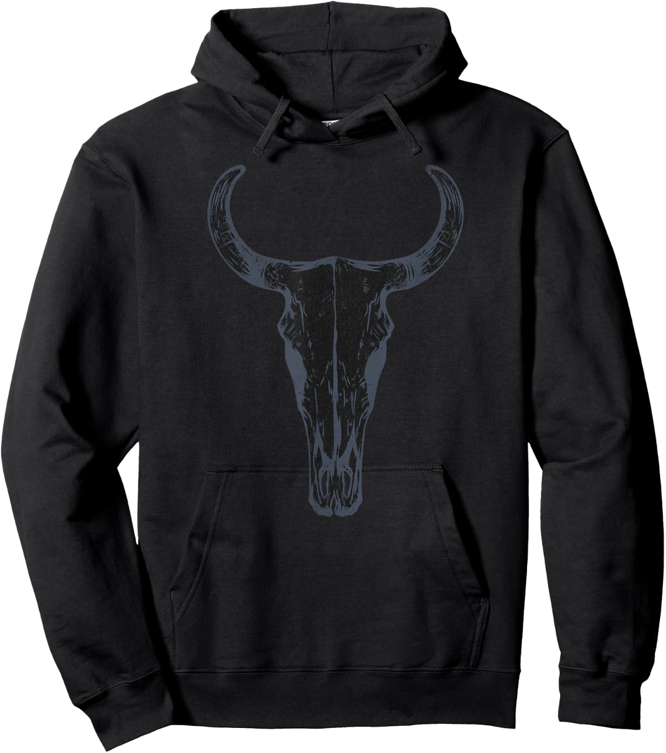 Boho Cow Skull, Western Steer Skull Cowgirl Rancher Hoodie - Hoodie | Black