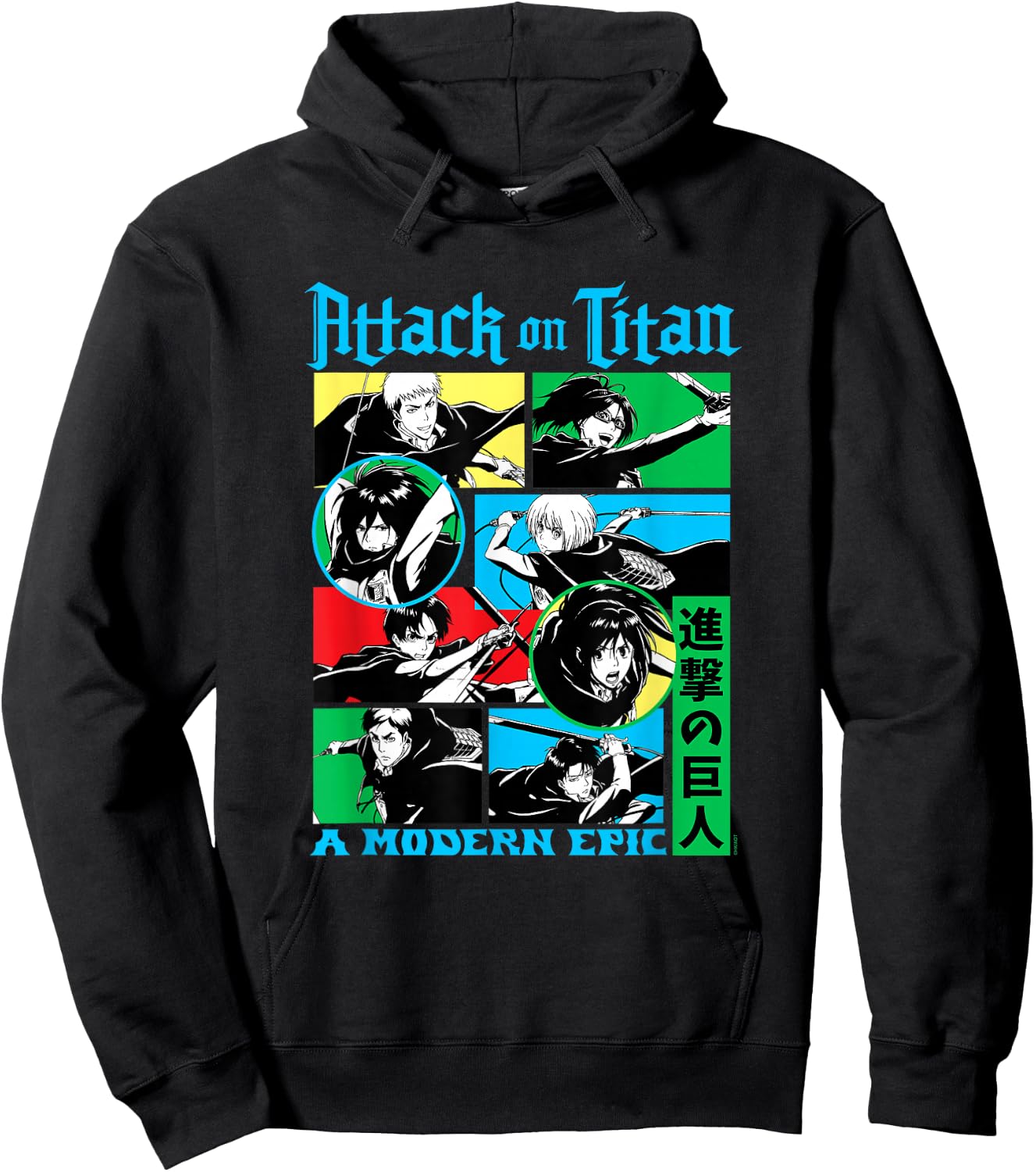 Attack on Titan Character Frame Collage Colorful AOT Anime Hoodie - Hoodie | Black