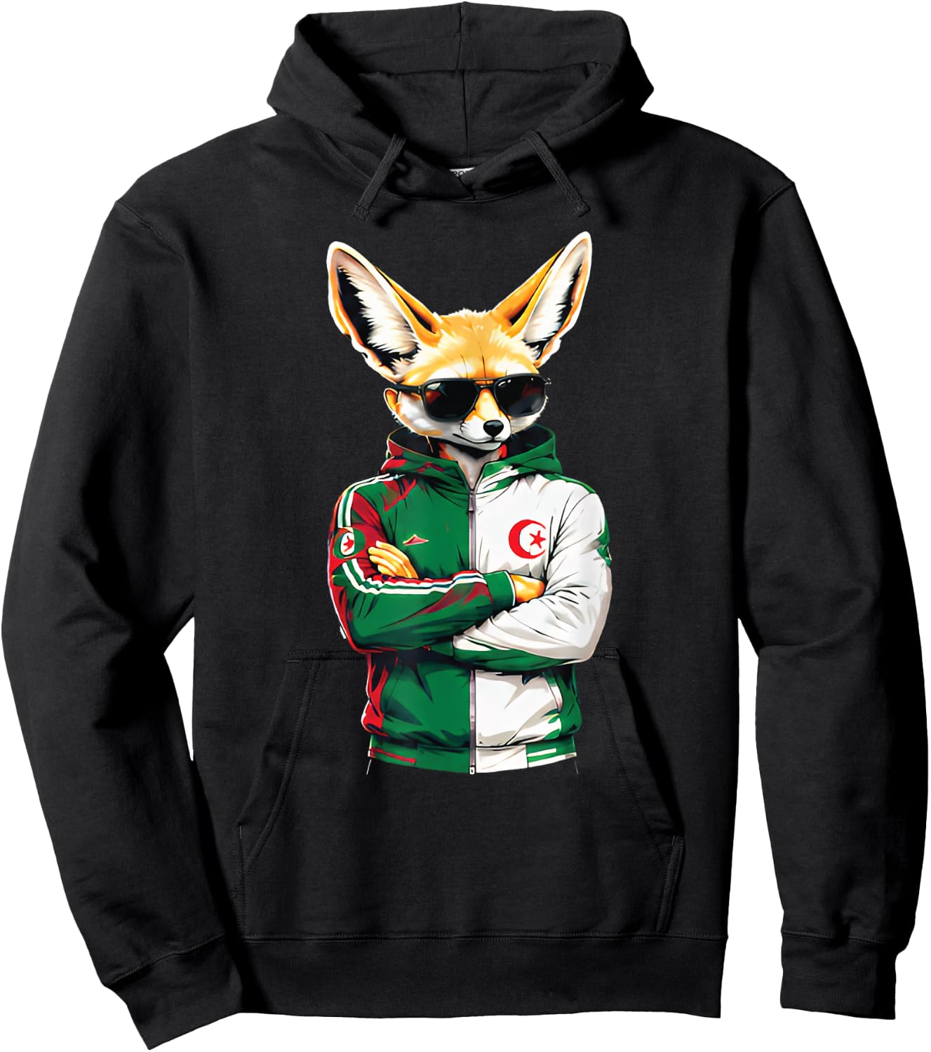 Maillot Fennec Drapeau Algérie Cadeau Foot Algérienne Dz Hoodie - Hoodie | Black