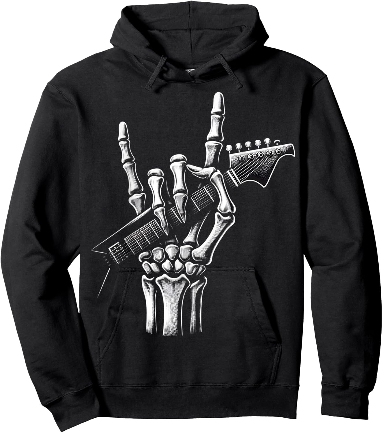 Cool Rock Skeleton Hand Pattern , Black, S Hoodie - Hoodie | Black
