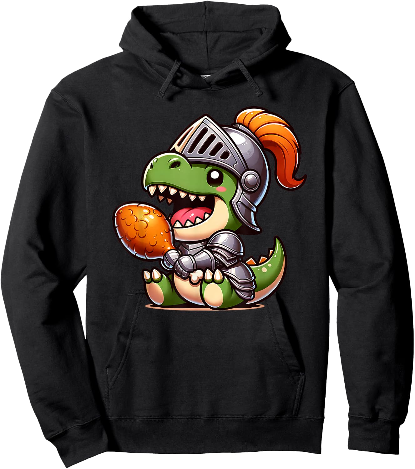Ren Faire Festival T-Rex Dinosaur Medieval Knight Turkey Leg Hoodie - Hoodie | Black
