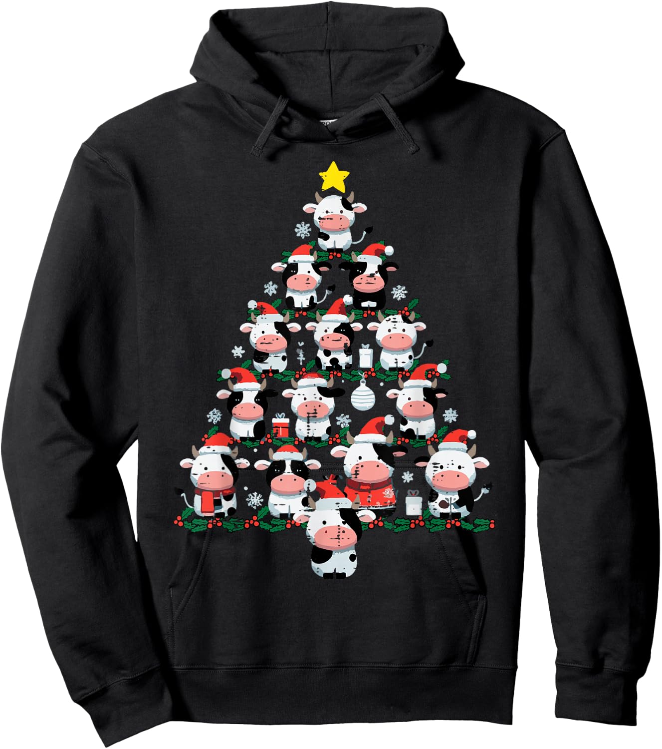 Cows Christmas Tree Xmas Farm Animal Toddler Boys Girls Kids Hoodie - Hoodie | Black