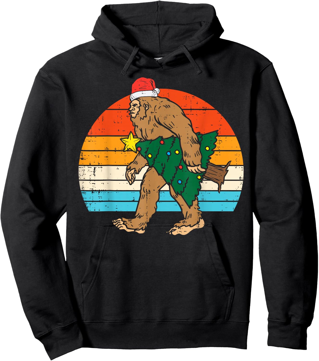 Bigfoot Sasquatch Christmas Tree Funny Xmas Men Hoodie - Hoodie | Black