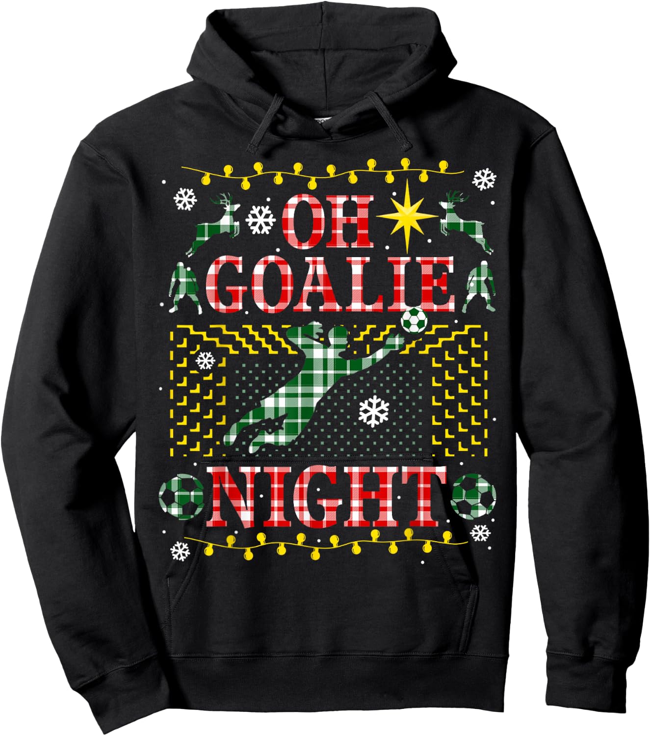 Funny Soccer Goalie Ugly Christmas Sweater Party Goal Keeper Hoodie - Hoodie | Black