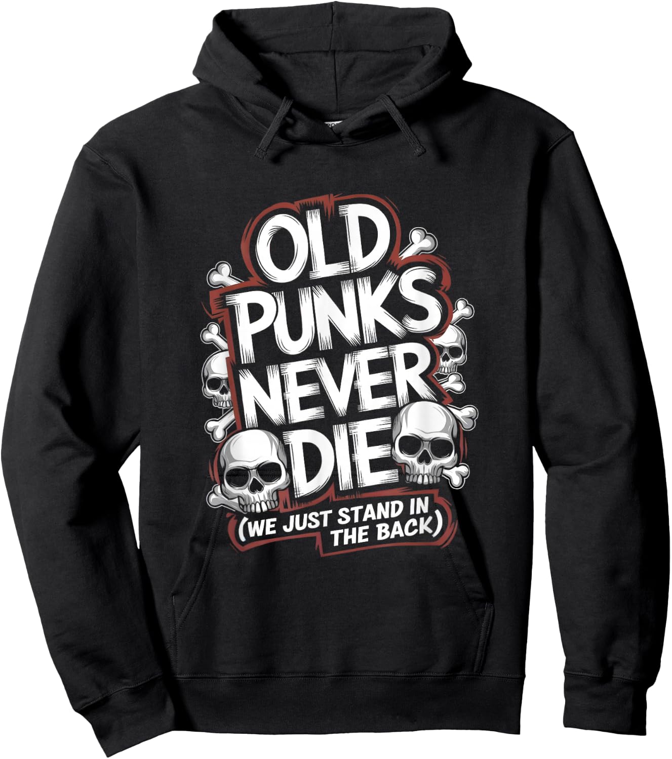 Old Punks Never Die Funny Punk Rock Artwork Hoodie - Hoodie | Black