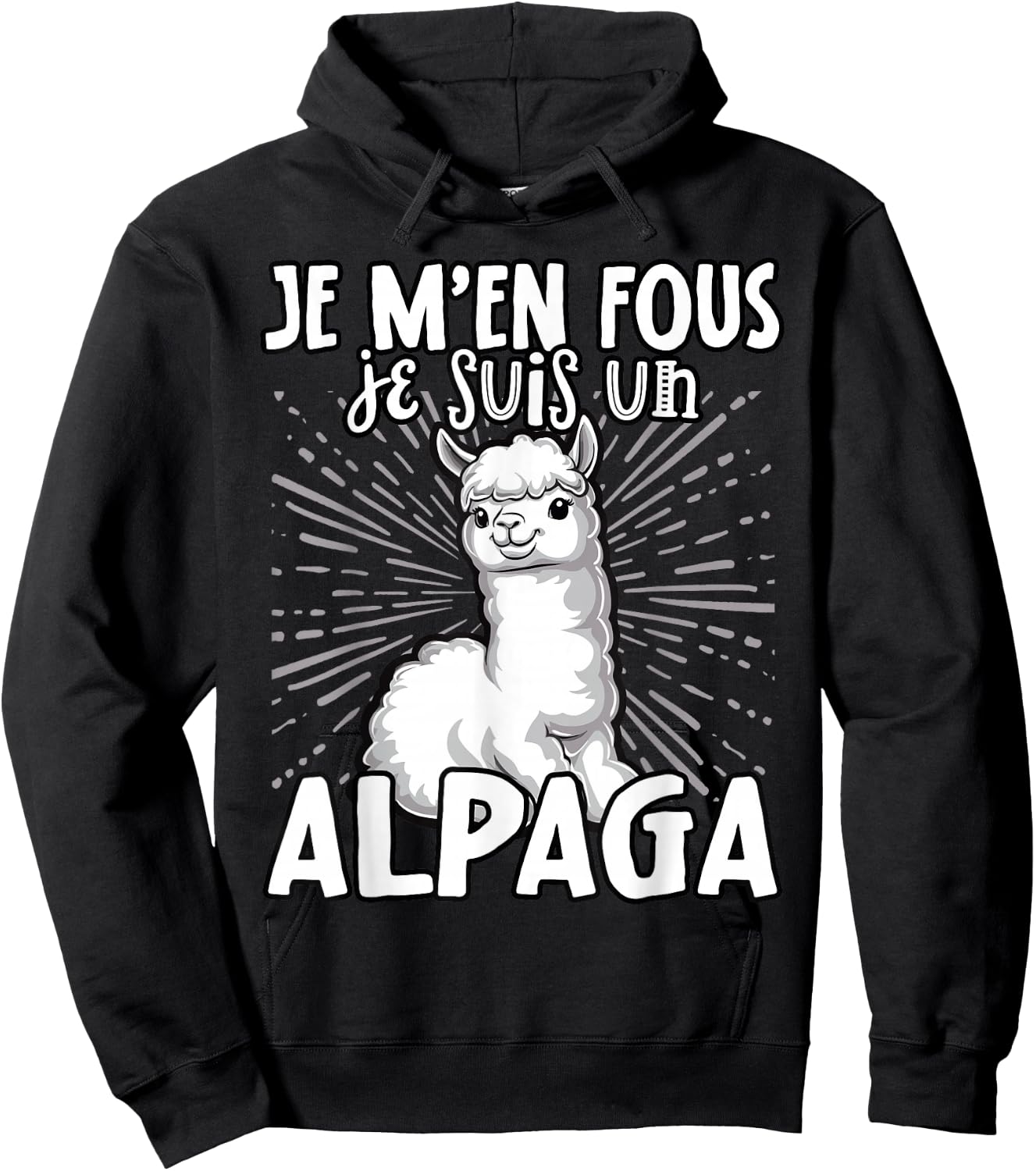 Je M'en Fous Je Suis Un Alpaca - Cute Alpaca , Black, S Hoodie - Hoodie | Black