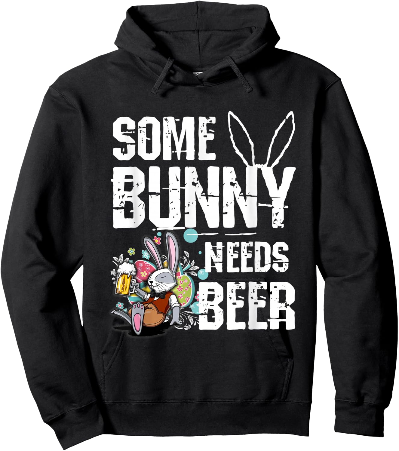 Some Bunny Needs Beer Funny Easter Hoodie - Hoodie | Black