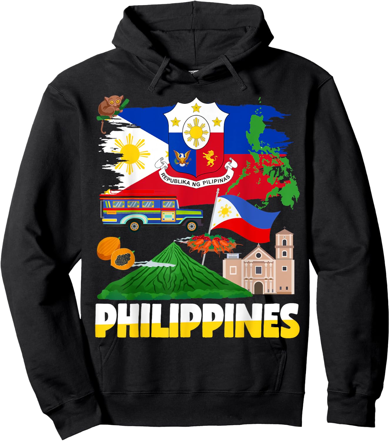 Philippines Flag Outfit Ideas For Kids Filipino Flag Hoodie - Hoodie | Black