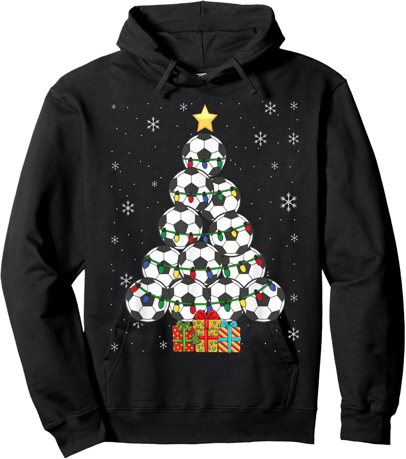 Soccer Christmas Tree Xmas Player Boys Girls Men Women Kids Hoodie - Hoodie | Black