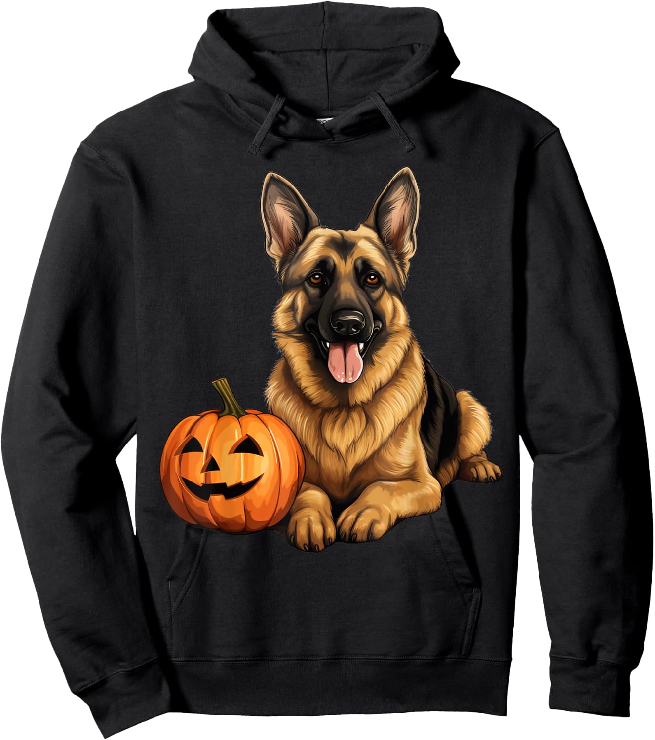 German Shepherd Dog Pumpkin Lazy Halloween Party Costume Hoodie - Hoodie | Black