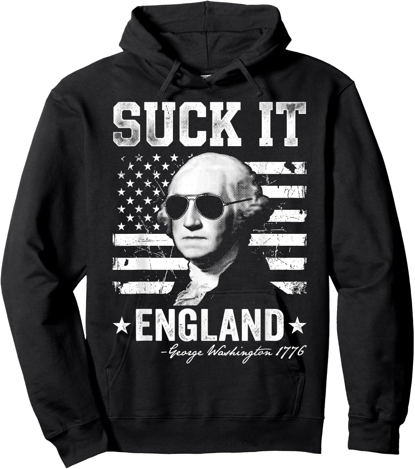 Suck-It England Funny 4th of July George Washington 1776 Hoodie - Hoodie | Black