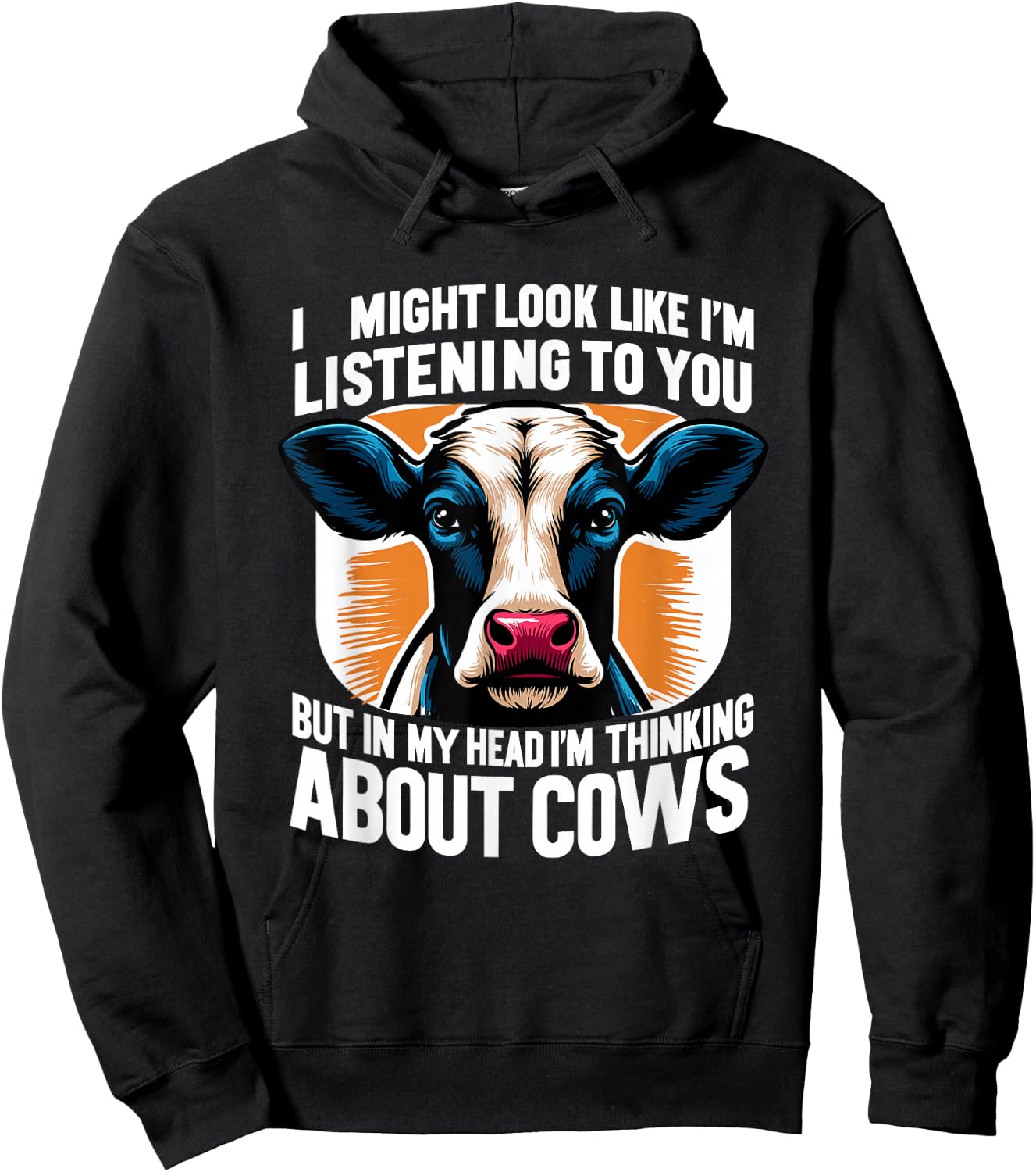 I Might Look Like I'm Listening To You Cows Cow Farmer Hoodie - Hoodie | Black