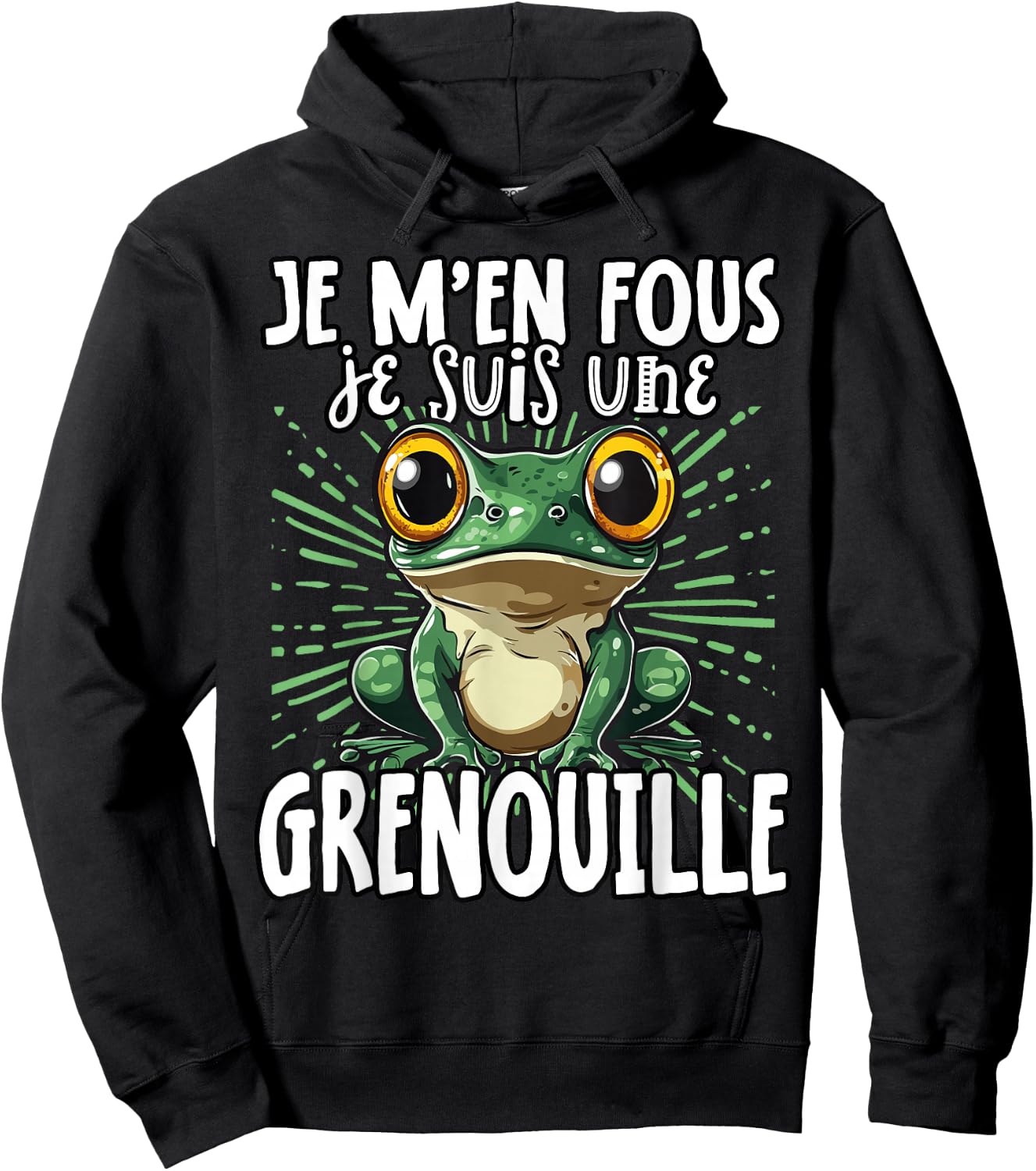 Je M'en Fous Je Suis Une Grenouille - Cute Frog , Black, S Hoodie - Hoodie | Black