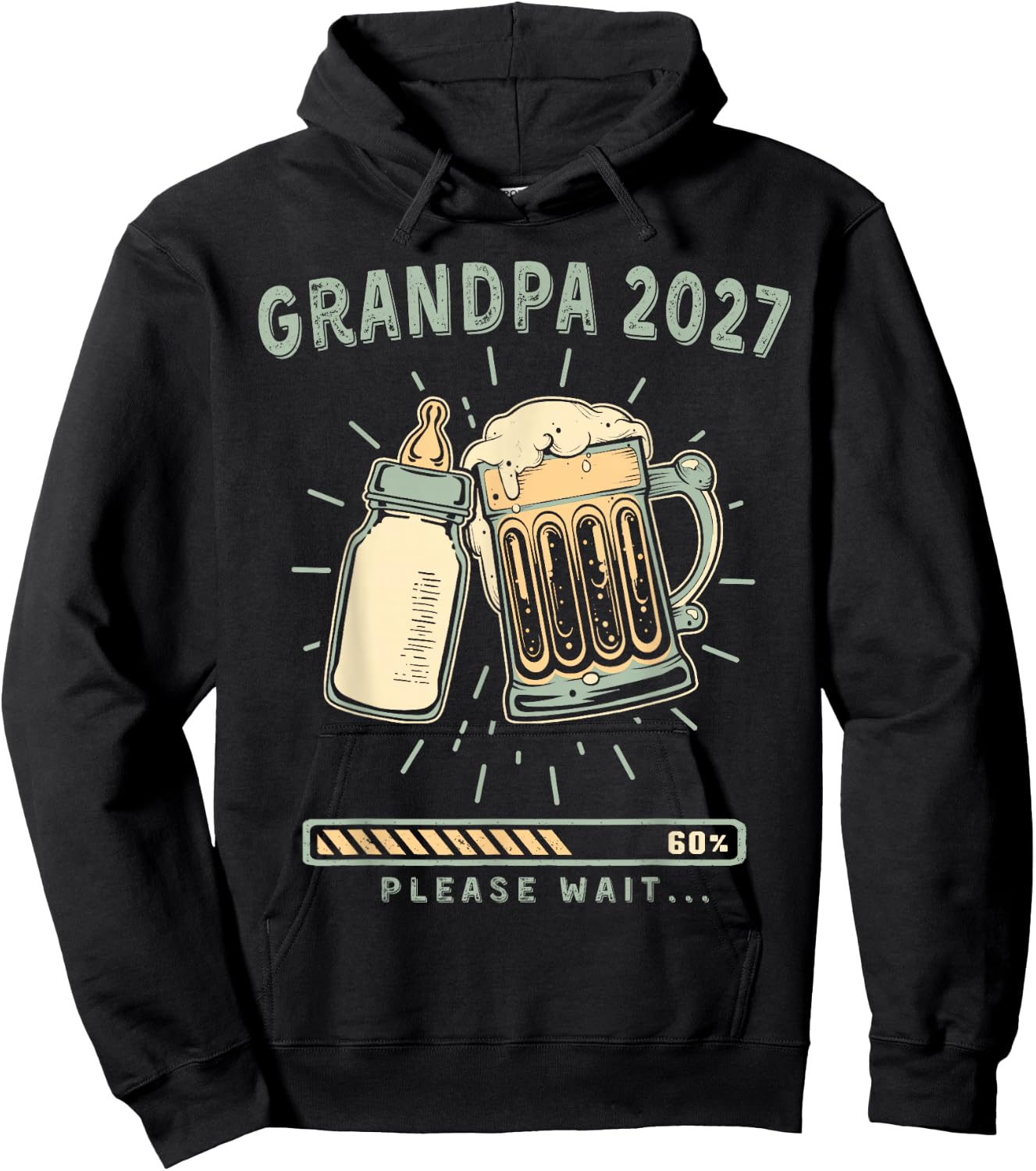 Soon Grandpa 2027 Please Wait Baby Reveal Loading Hoodie - Hoodie | Black