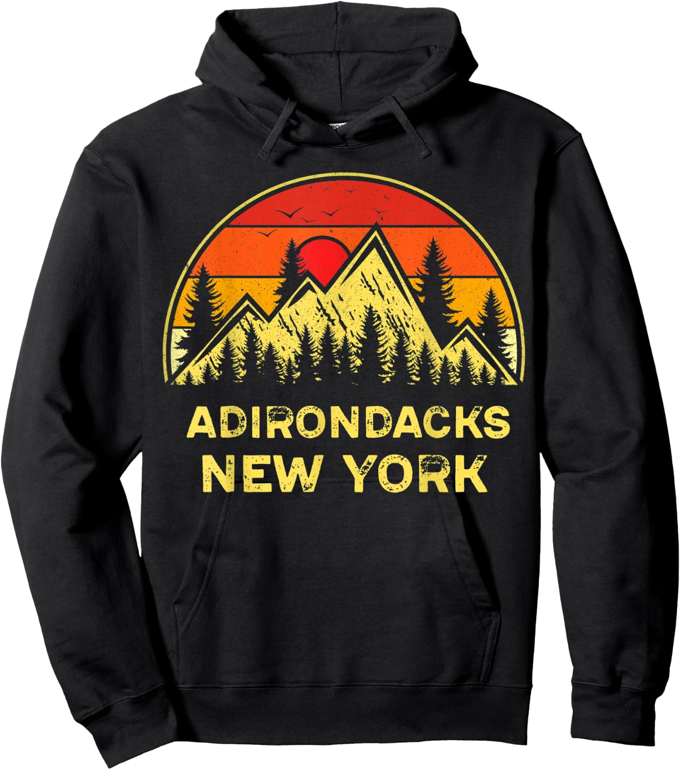 Vintage Adirondacks New York NY Mountains Hiking Souvenir Hoodie - Hoodie | Black