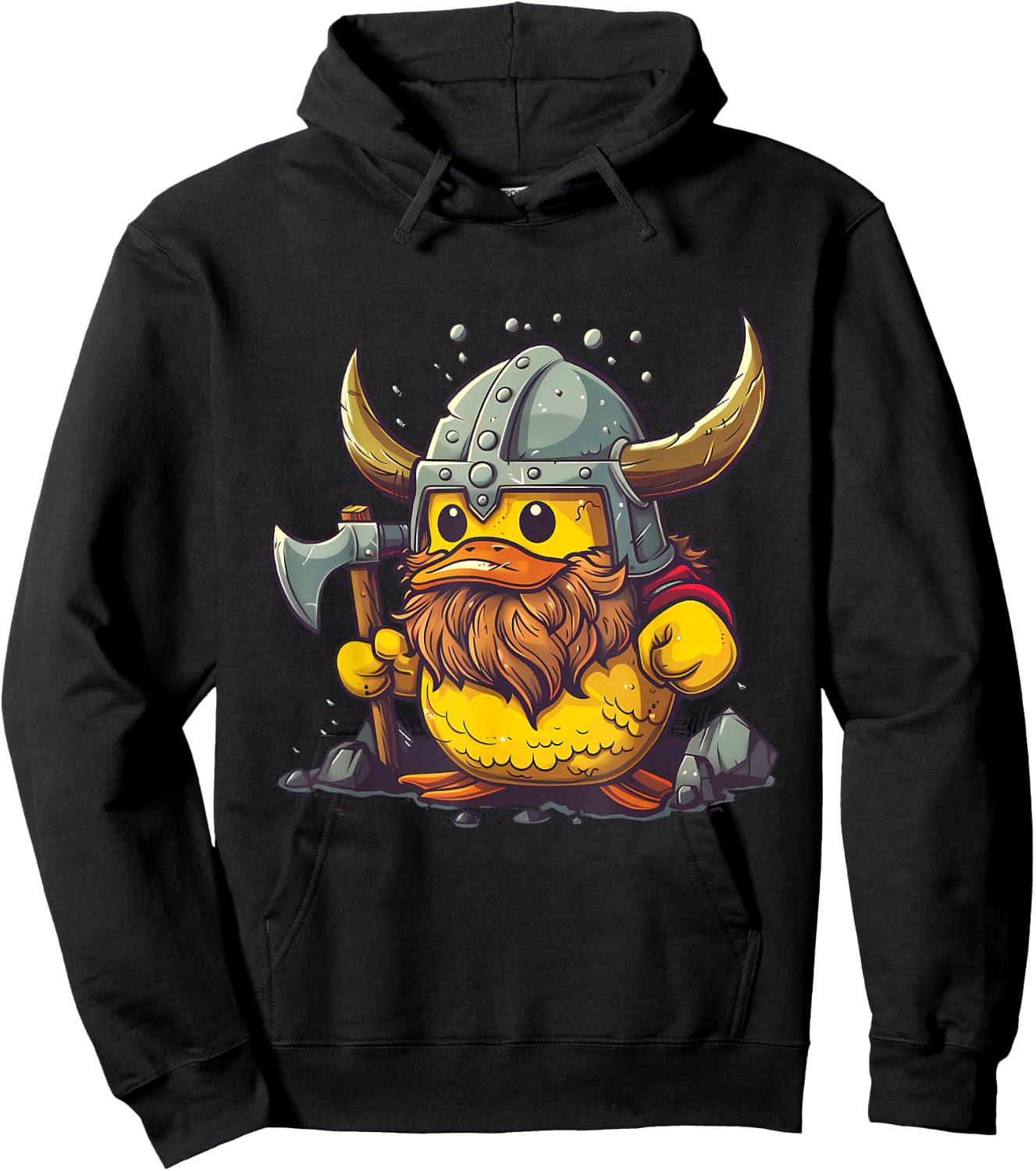 Viking Duck Rubber Duck Lover Viking Helmet Rubber Duck Hoodie - Hoodie | Black