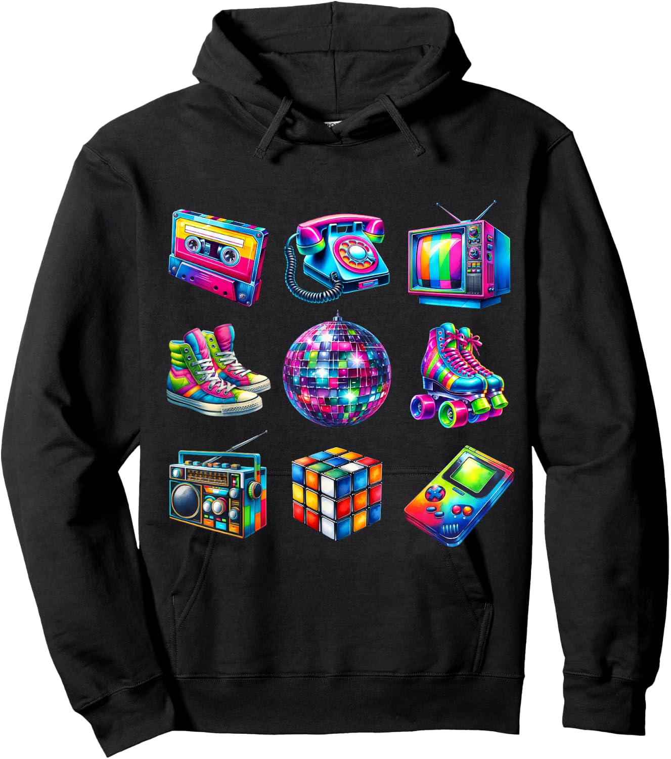 I Love 80s Retro Vintage 80s Style Graphic Women Girl Kids Hoodie - Hoodie | Black