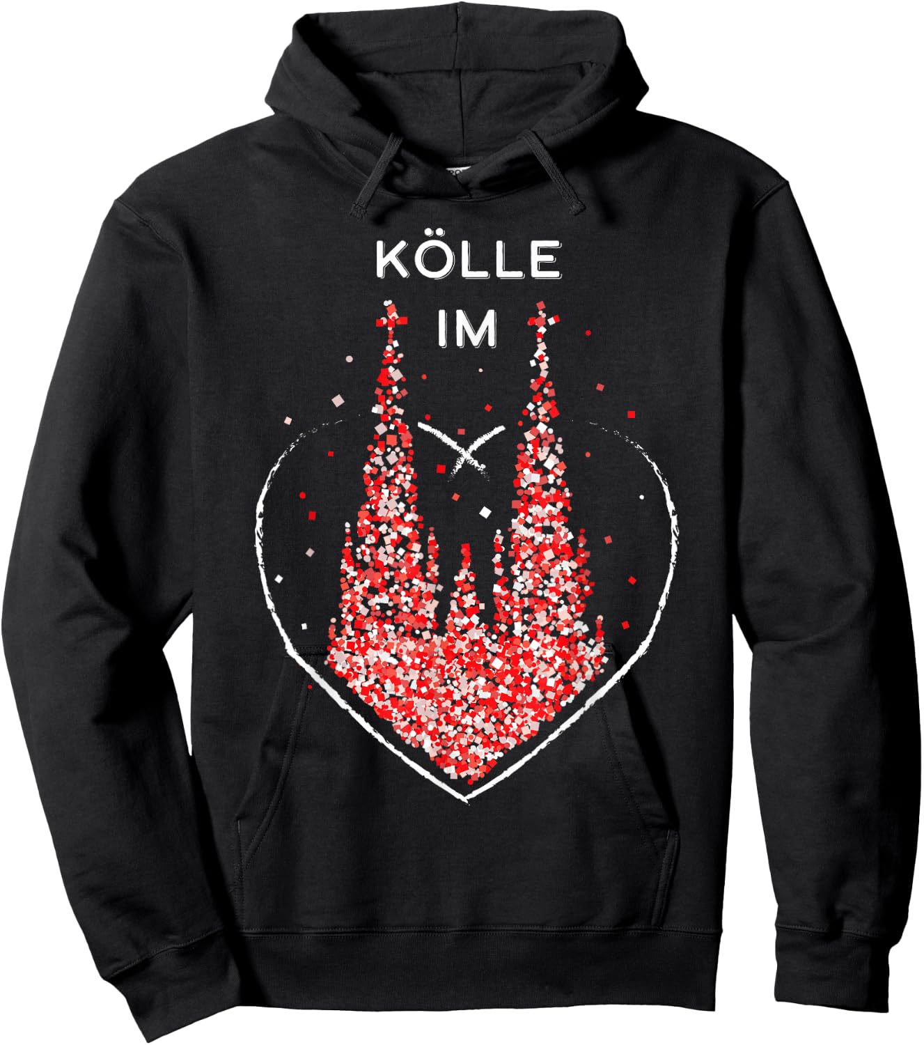 Cologne in the Heart Cologne Cathedral Carnival Red White Kölsch Carnival, black, s Hoodie - Hoodie | Black