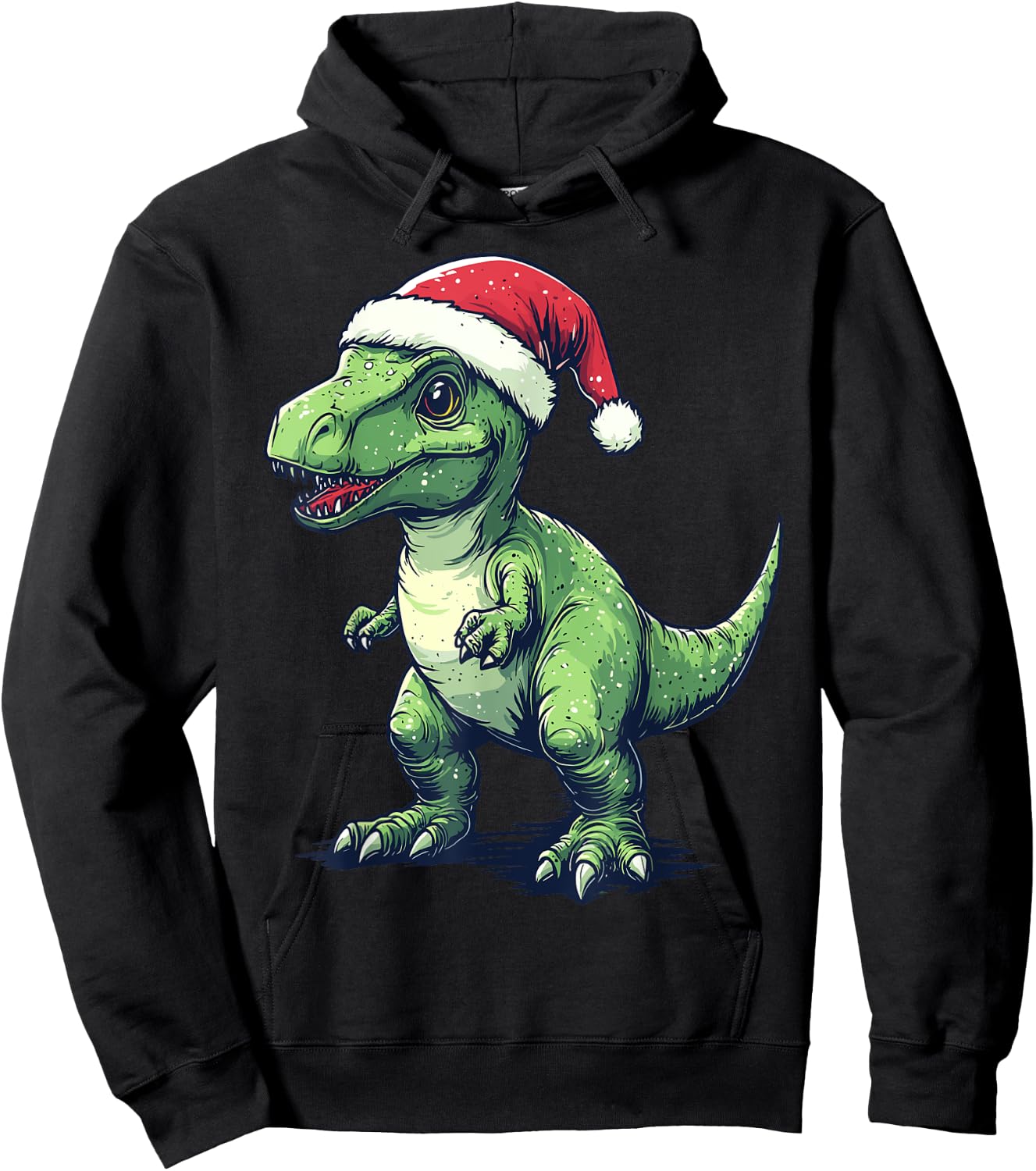 Dinosaur Santa Hat Funny Dinosaur Lovers Christmas Pajama Hoodie - Hoodie | Black