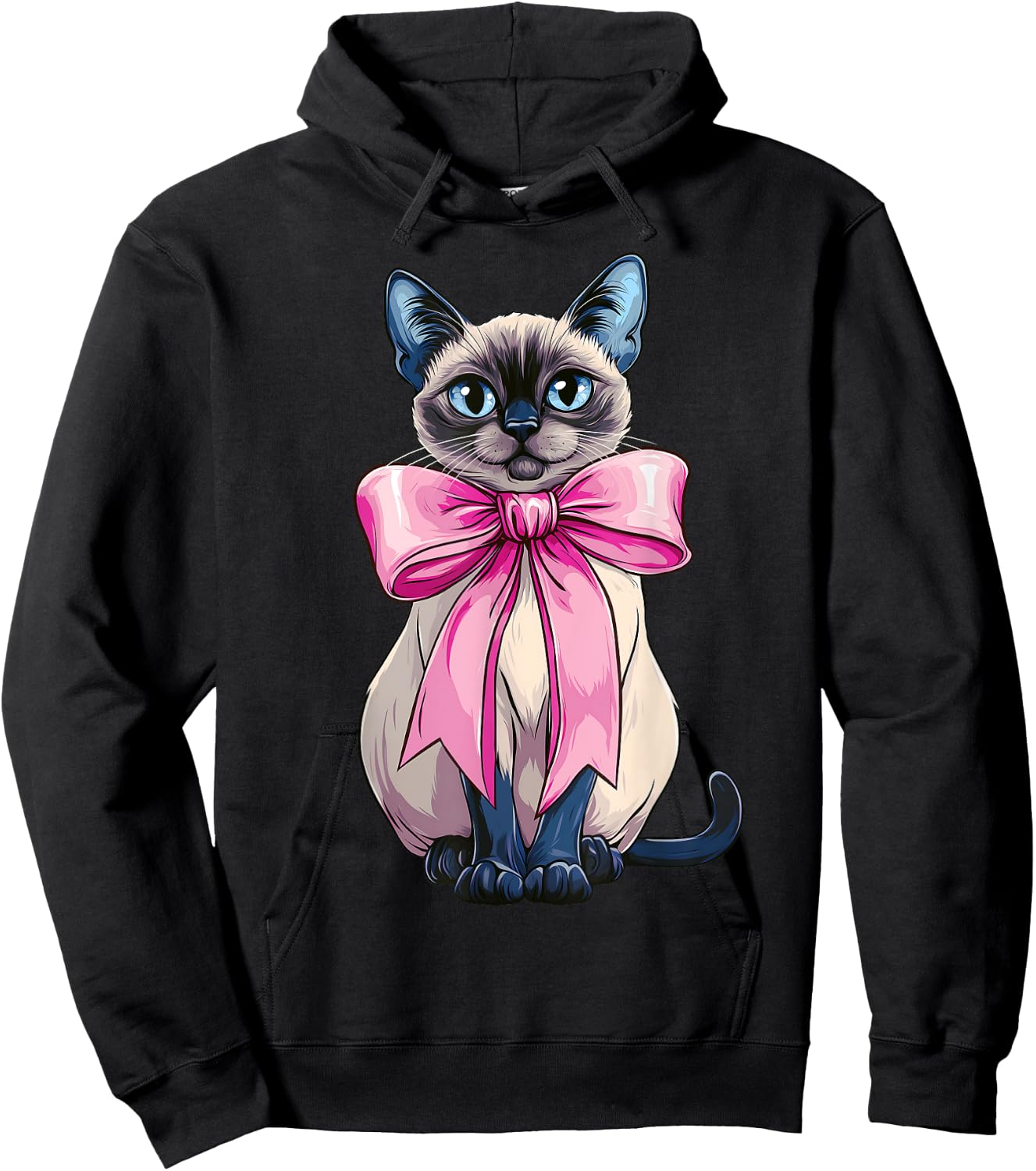 Coquette Bow Siamese Cat Mom Cute Pink Mothers Day Mom Girl Hoodie - Hoodie | Black