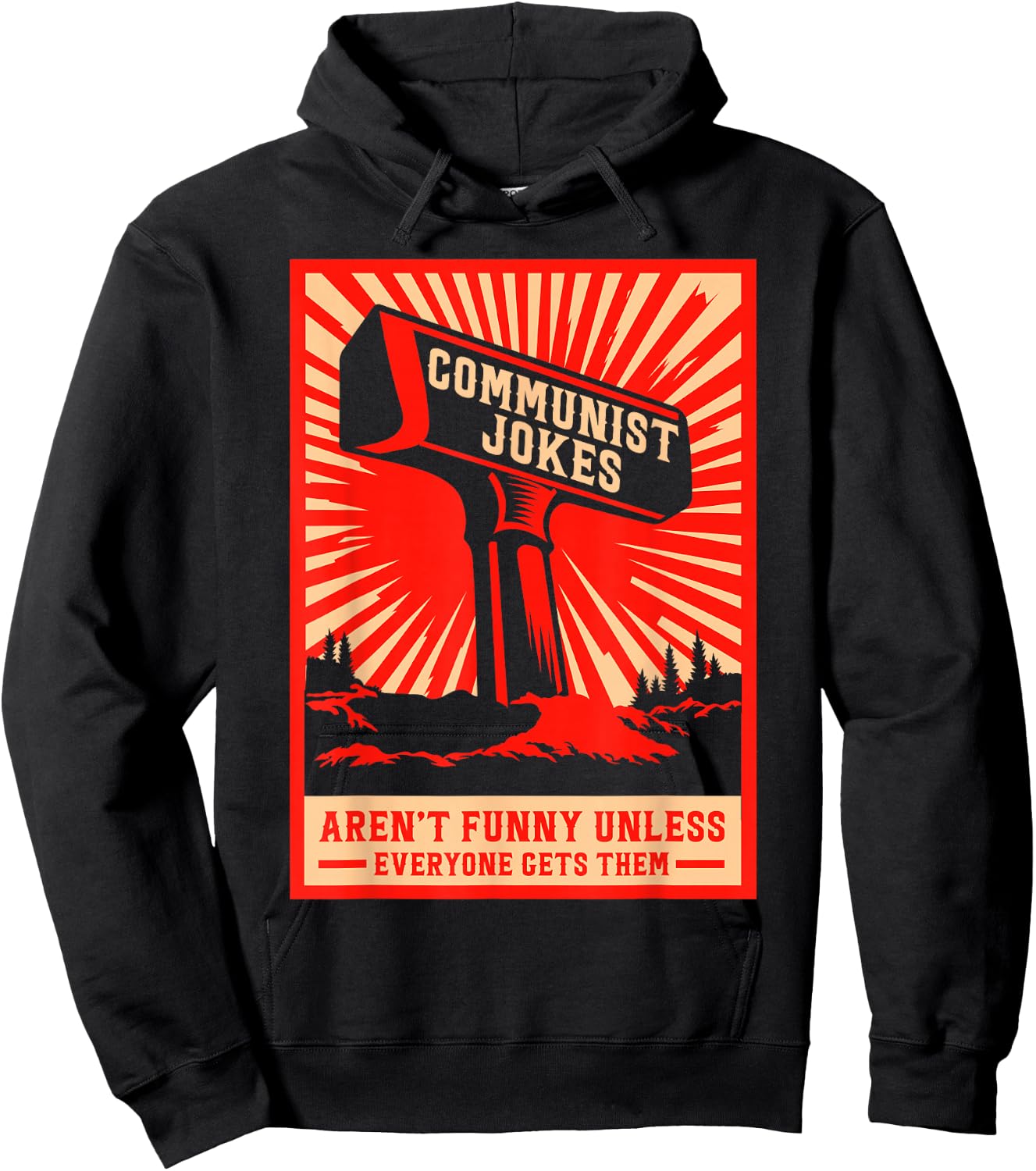 Retro Laundry Communist Jokes Aren’t Funny Unless Everyone Gets Them , Small Hoodie - Hoodie | Black