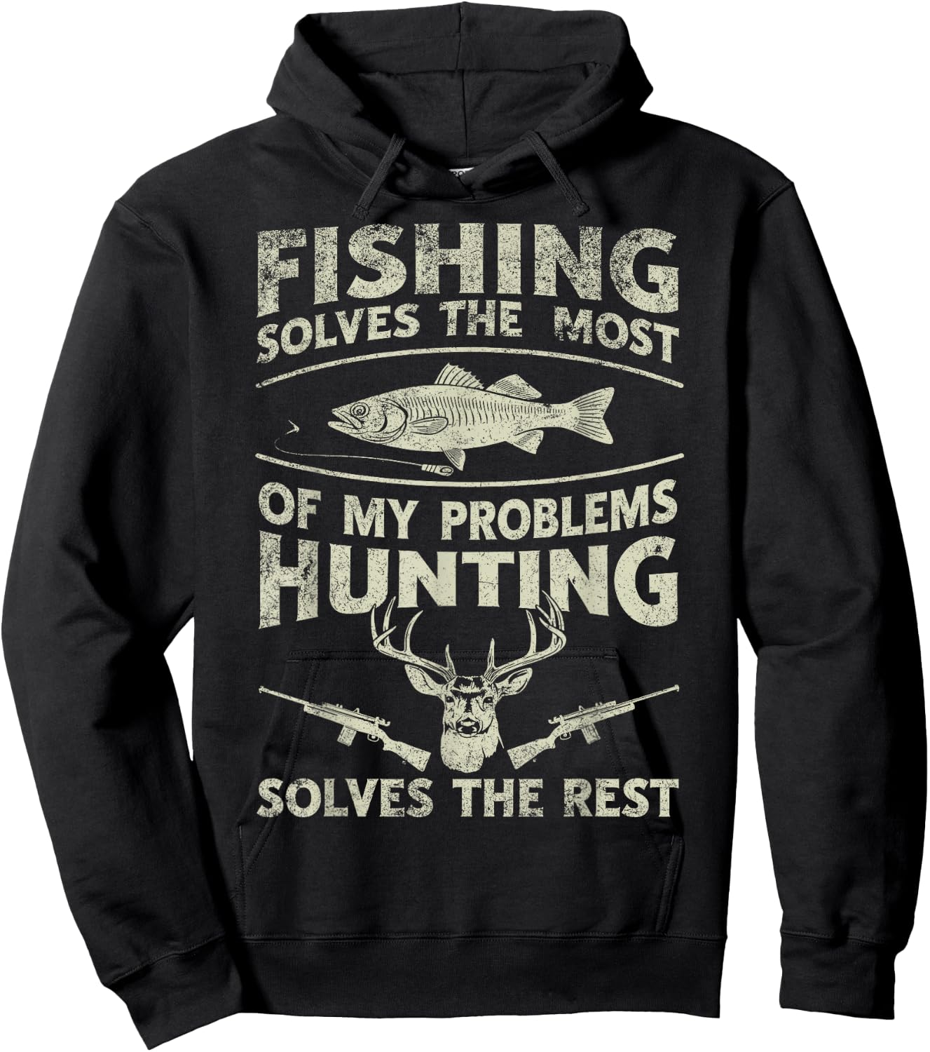 Fishing Hunting Solves Most Of My Problems Hoodie - Hoodie | Black