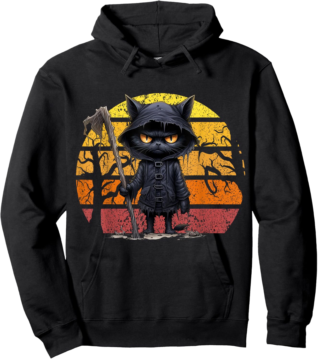 Halloween Black Cat Halloween Scary Angry Cat Men Women Kid Hoodie - Hoodie | Black