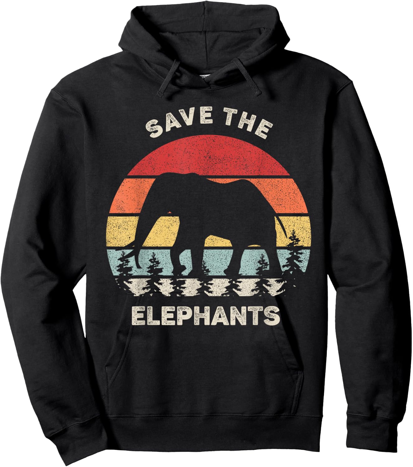 Retro Save The Elephants Shirt Animal Lover Vintage Elephant Hoodie - Hoodie | Black