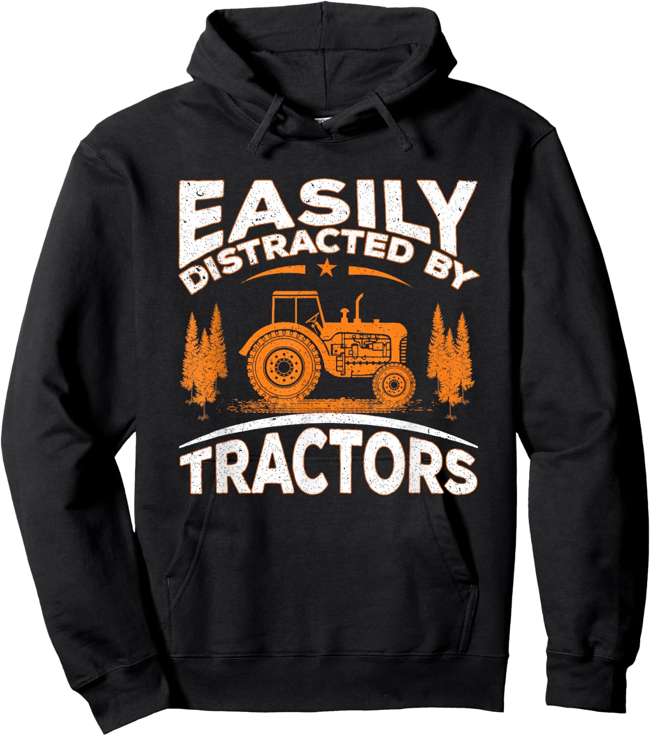 Funny Farming Quote Gift Easily Distracted By Tractors Hoodie - Hoodie | Black