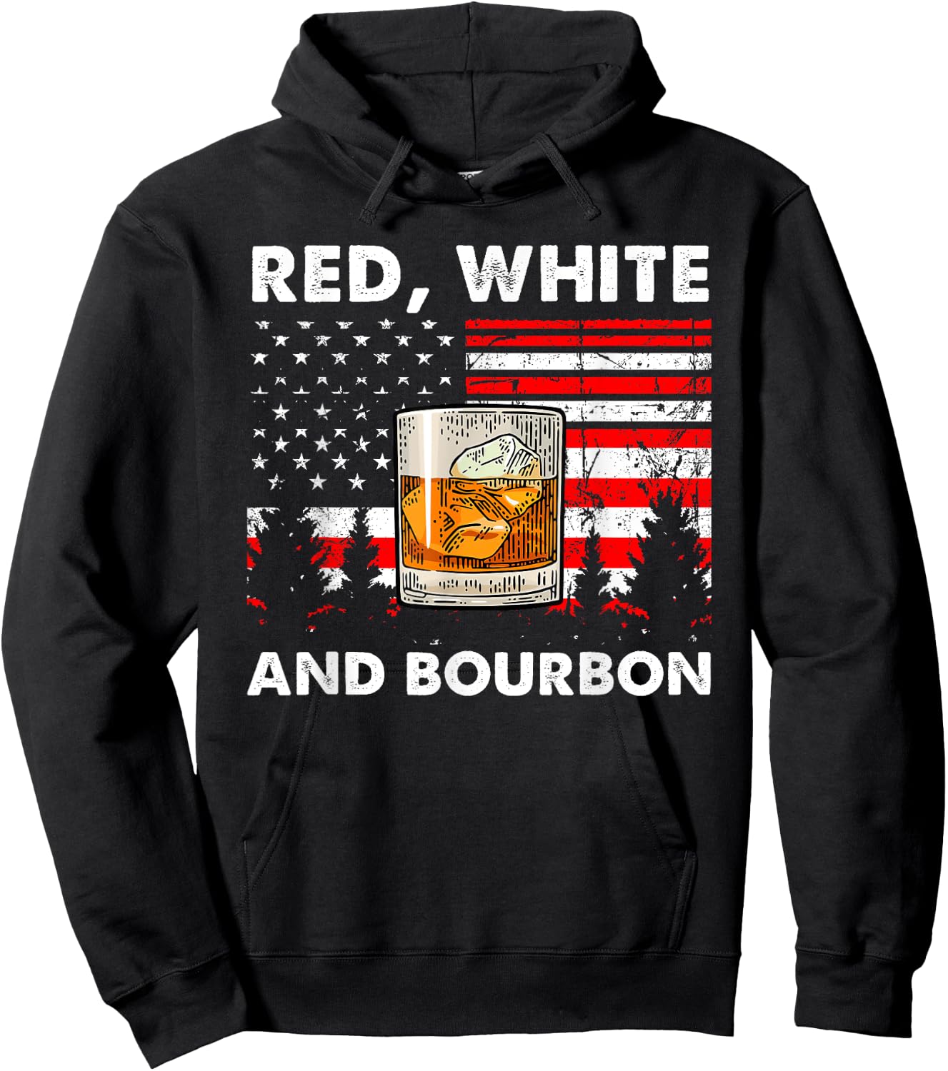 Red White And Bourbon Patriotic American USA Flag Men Hoodie - Hoodie | Black