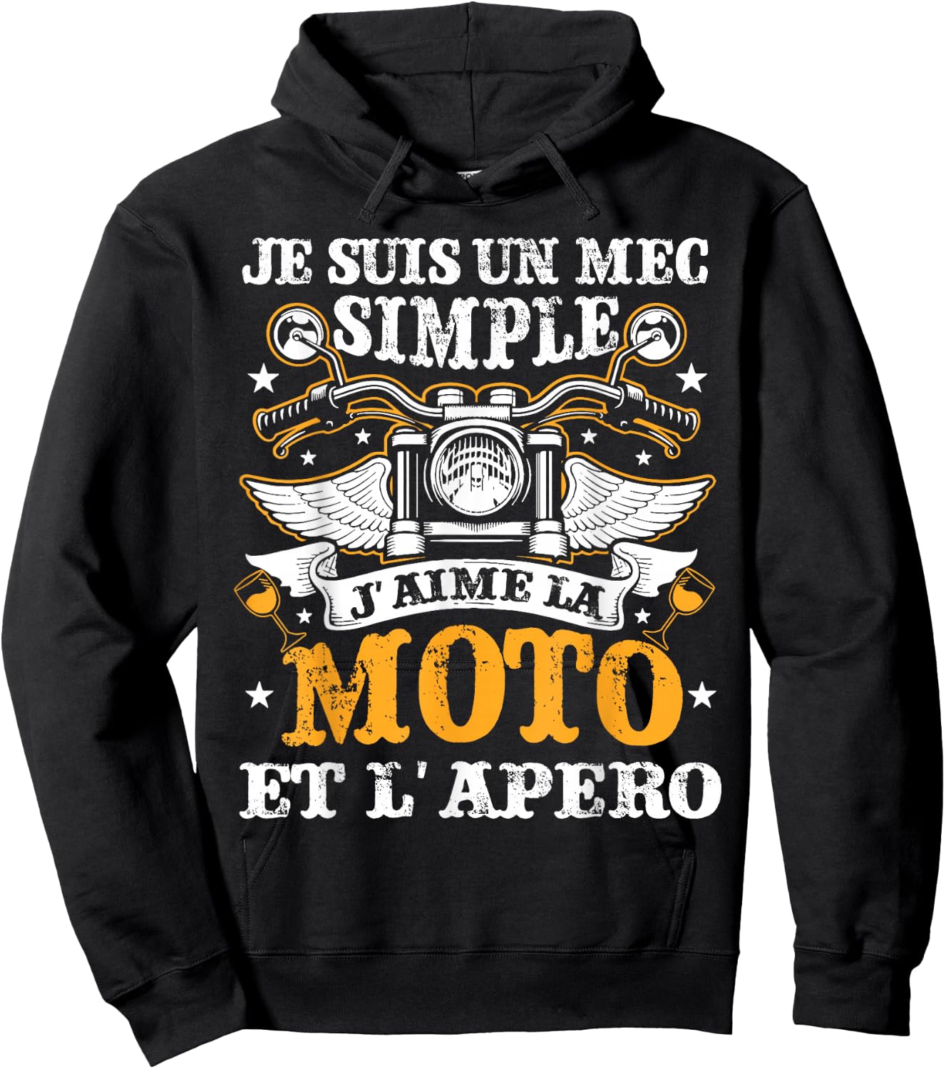 Je Suis Un Mec Simple J'aime La Moto Et L'apero , Black, S Hoodie - Hoodie | Black